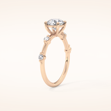 1.03 CT Round Shaped Dainty Pave Moissanite Engagement Ring