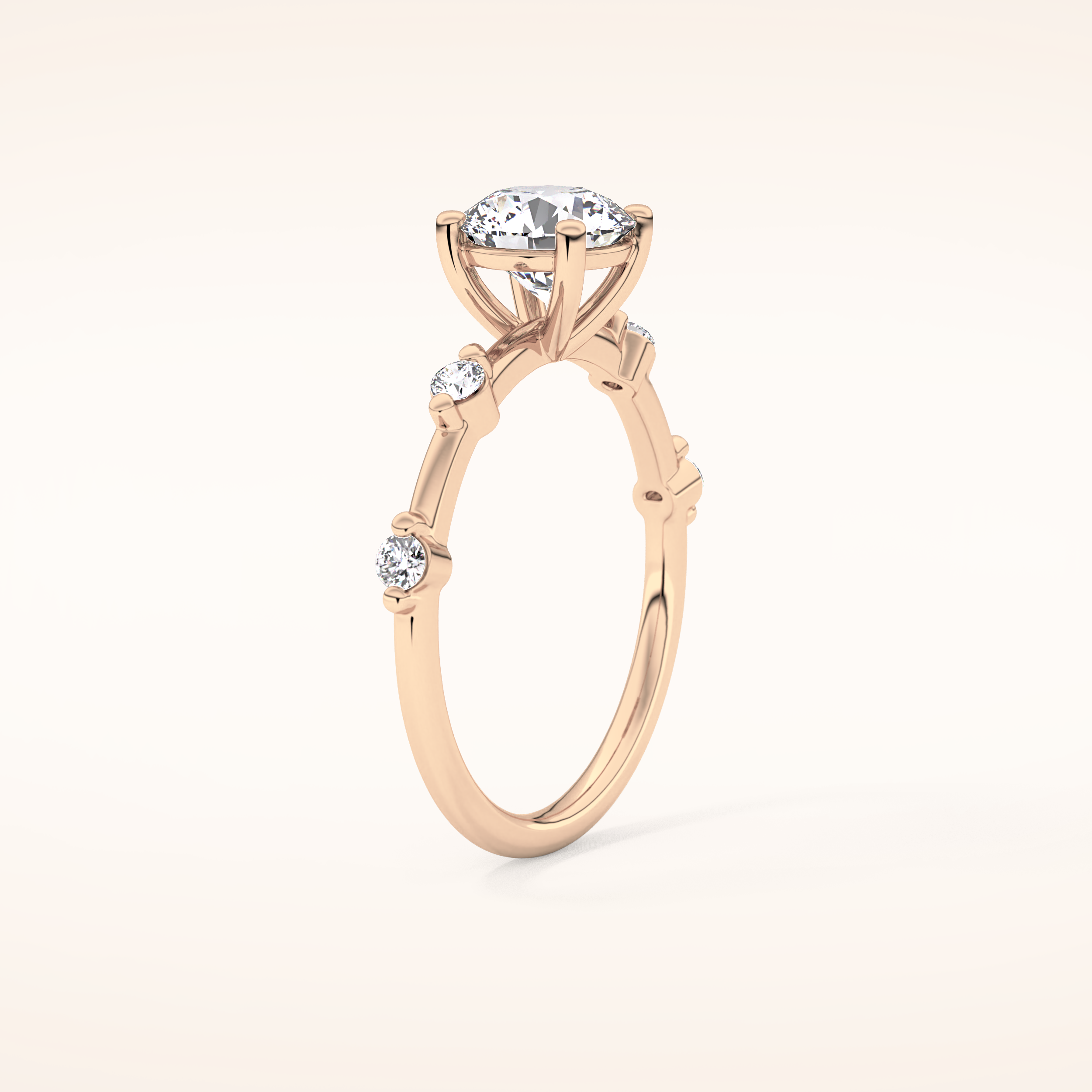 1.03 CT Round Shaped Dainty Pave Moissanite Engagement Ring