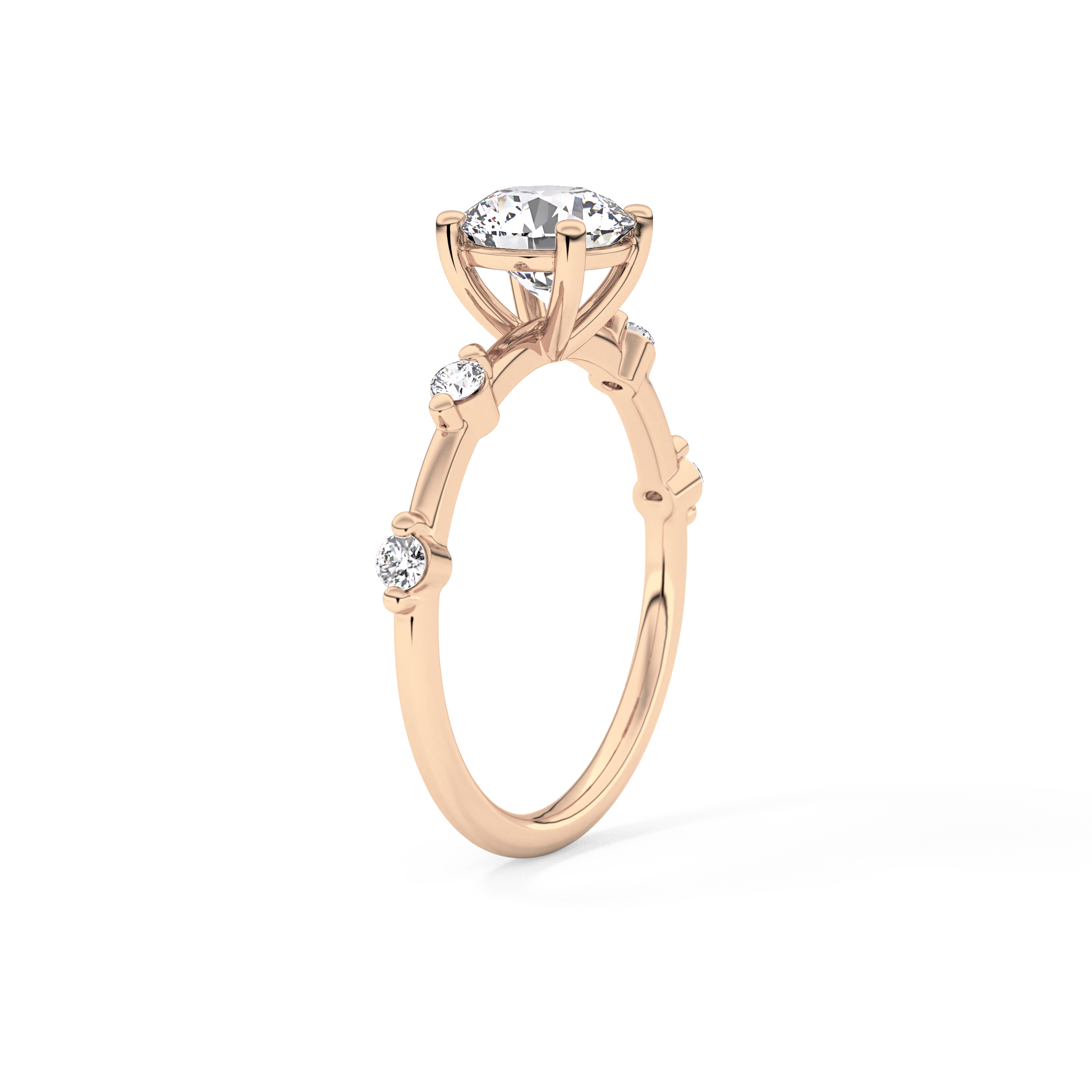 Round Dainty Pave Lab Grown Diamond Engagement Ring