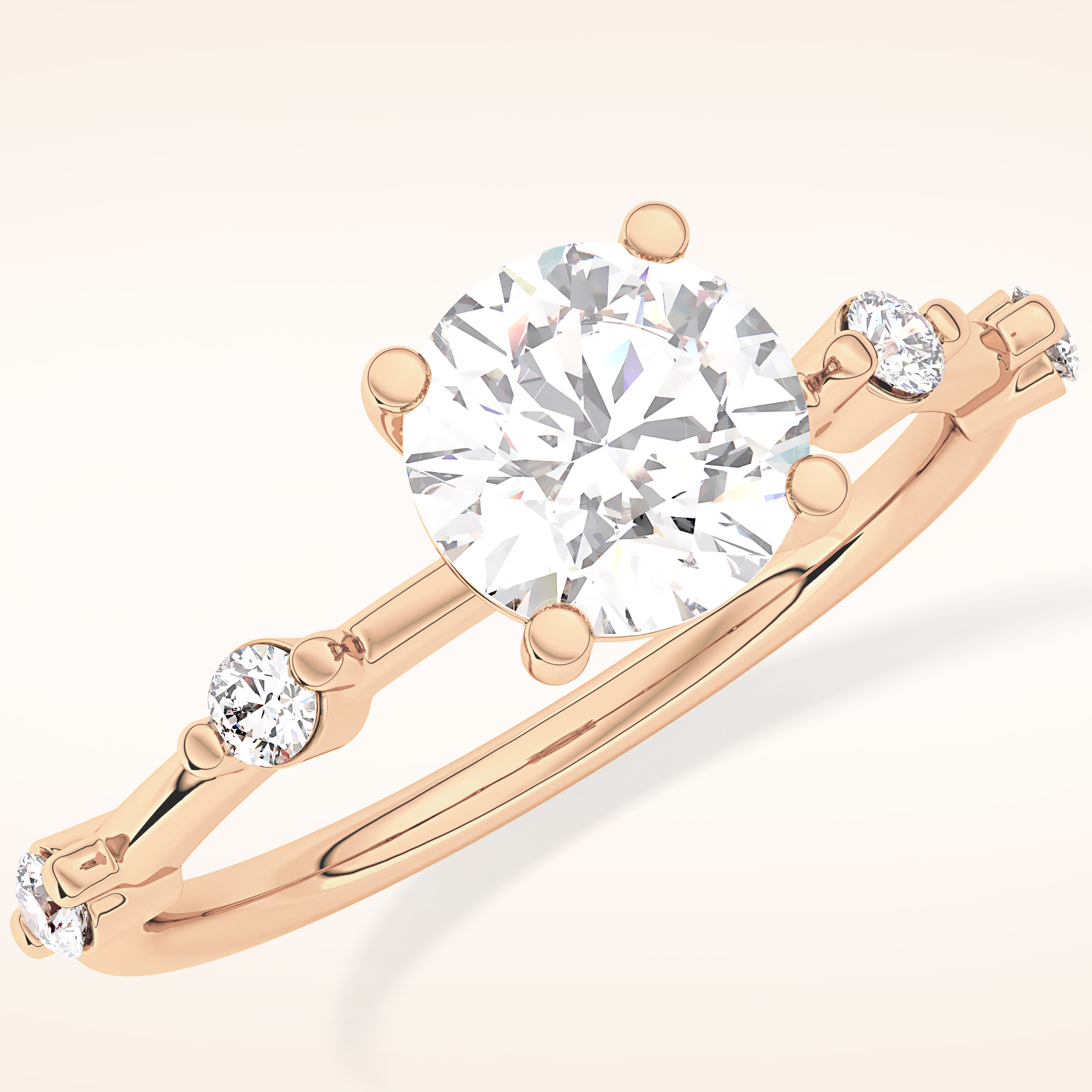 1.03 CT Round Shaped Dainty Pave Moissanite Engagement Ring