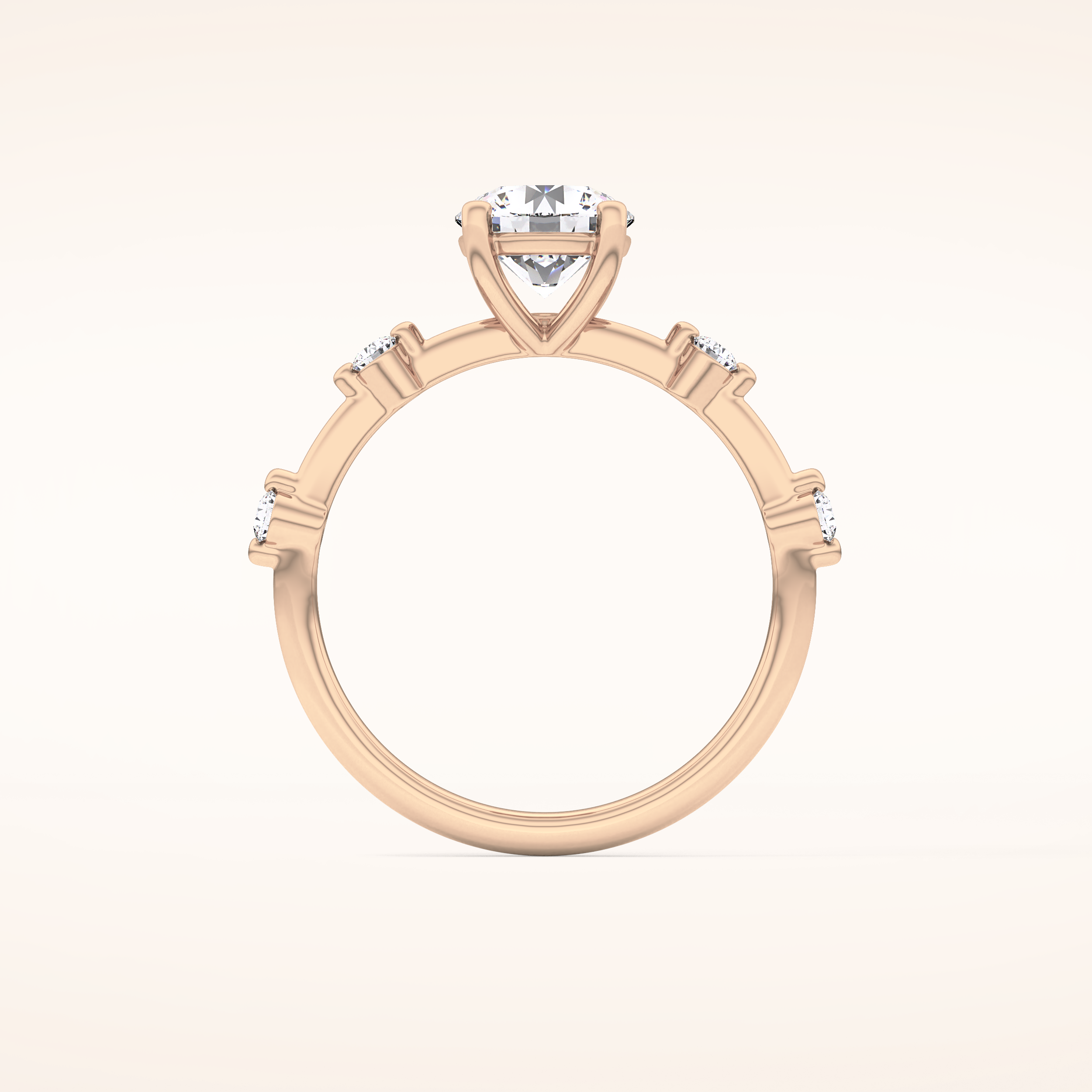 1.03 CT Round Shaped Dainty Pave Moissanite Engagement Ring