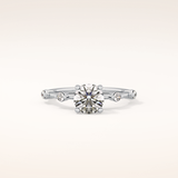 1.03 CT Round Shaped Dainty Pave Moissanite Engagement Ring