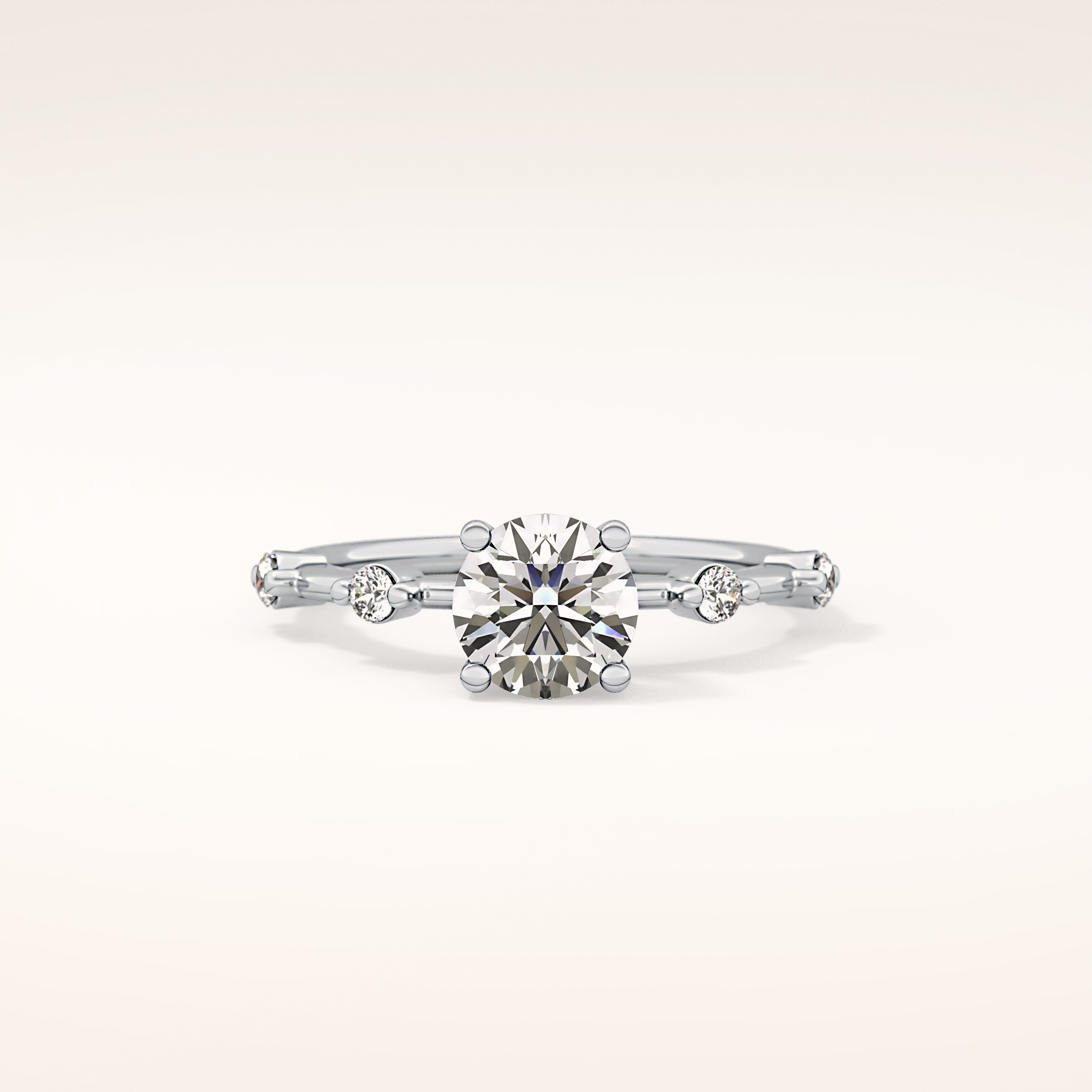 1.03 CT Round Shaped Dainty Pave Moissanite Engagement Ring