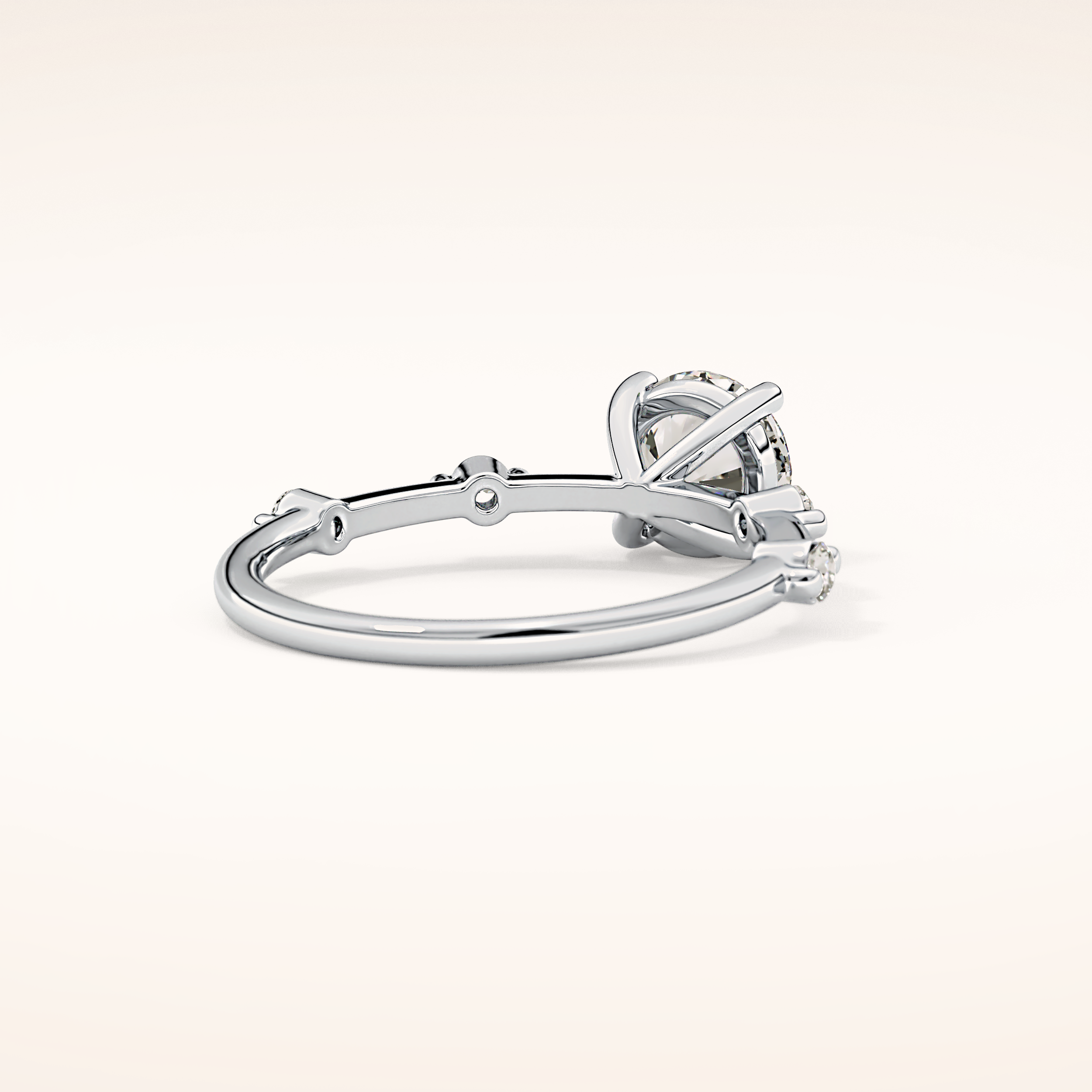 1.03 CT Round Shaped Dainty Pave Moissanite Engagement Ring