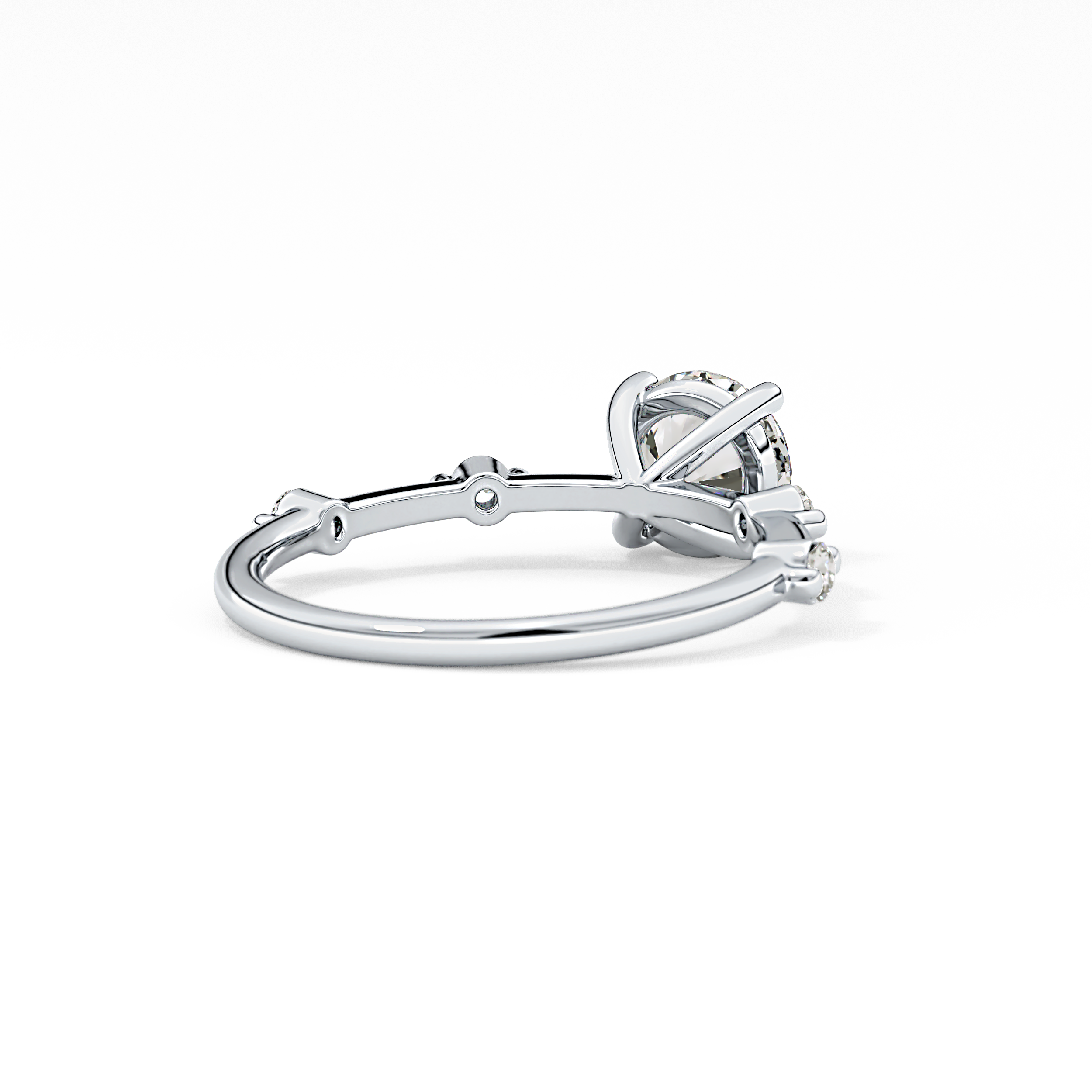 Round Dainty Pave Lab Grown Diamond Engagement Ring