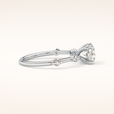 1.03 CT Round Shaped Dainty Pave Moissanite Engagement Ring
