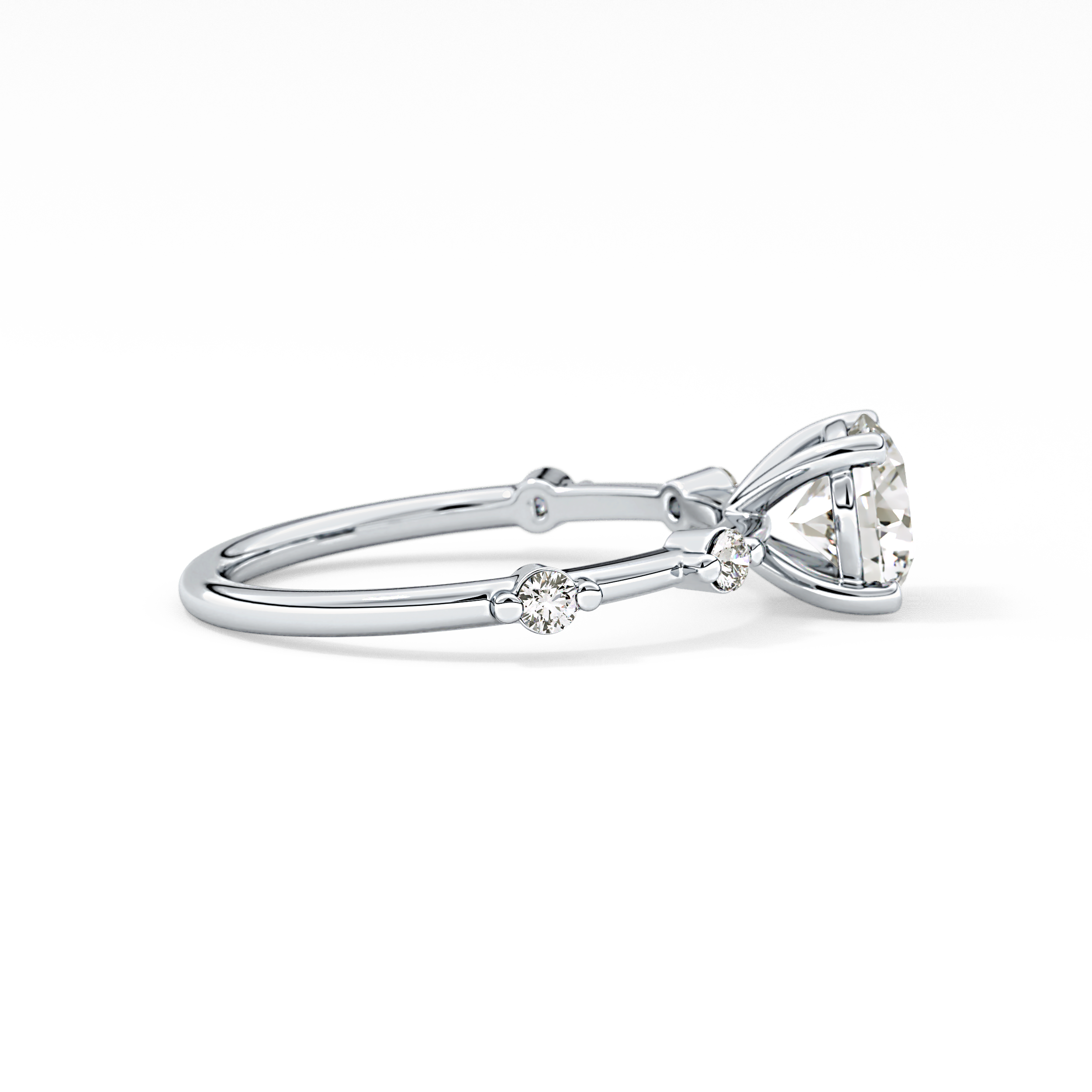 Round Dainty Pave Lab Grown Diamond Engagement Ring