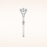 1.03 CT Round Shaped Dainty Pave Moissanite Engagement Ring
