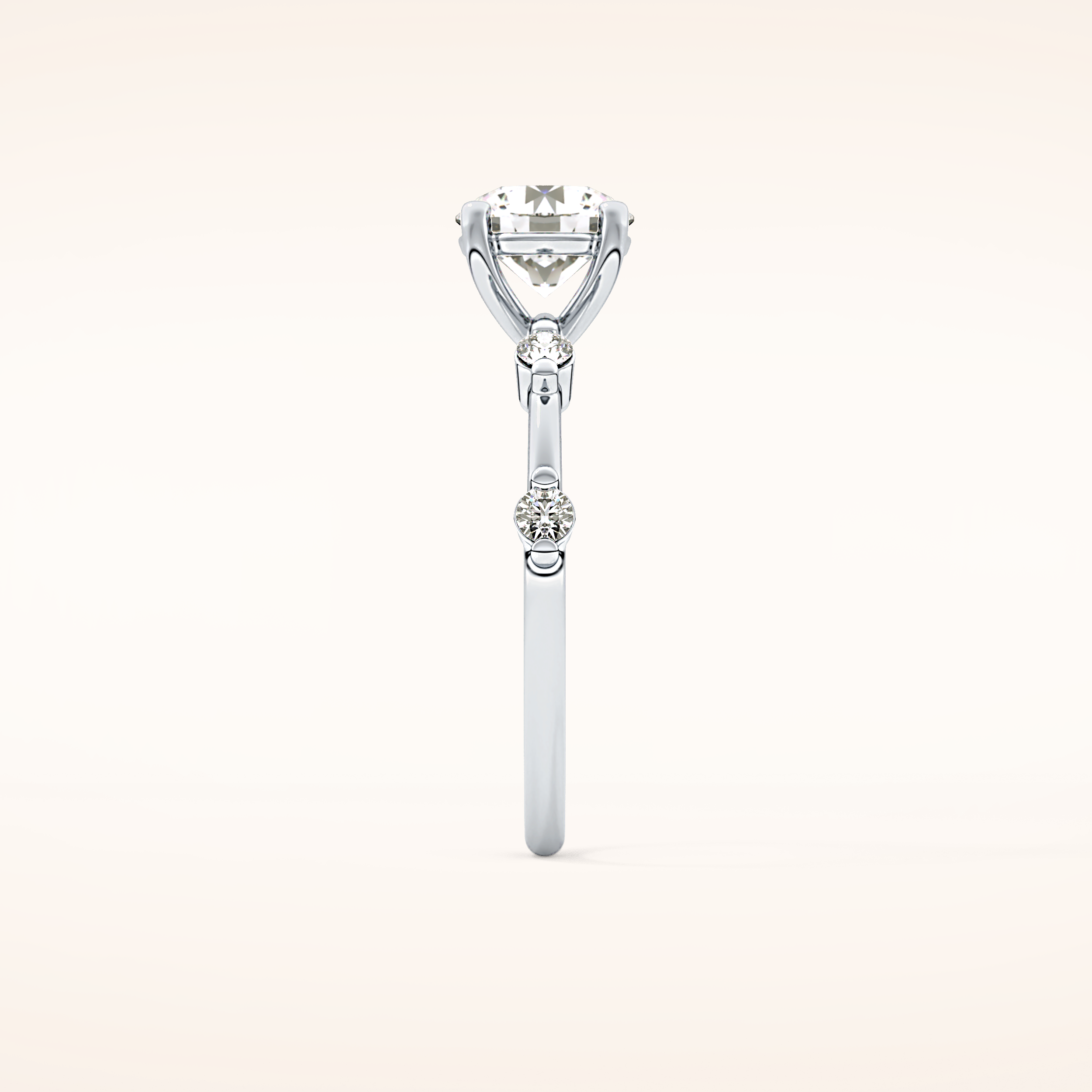 1.03 CT Round Shaped Dainty Pave Moissanite Engagement Ring