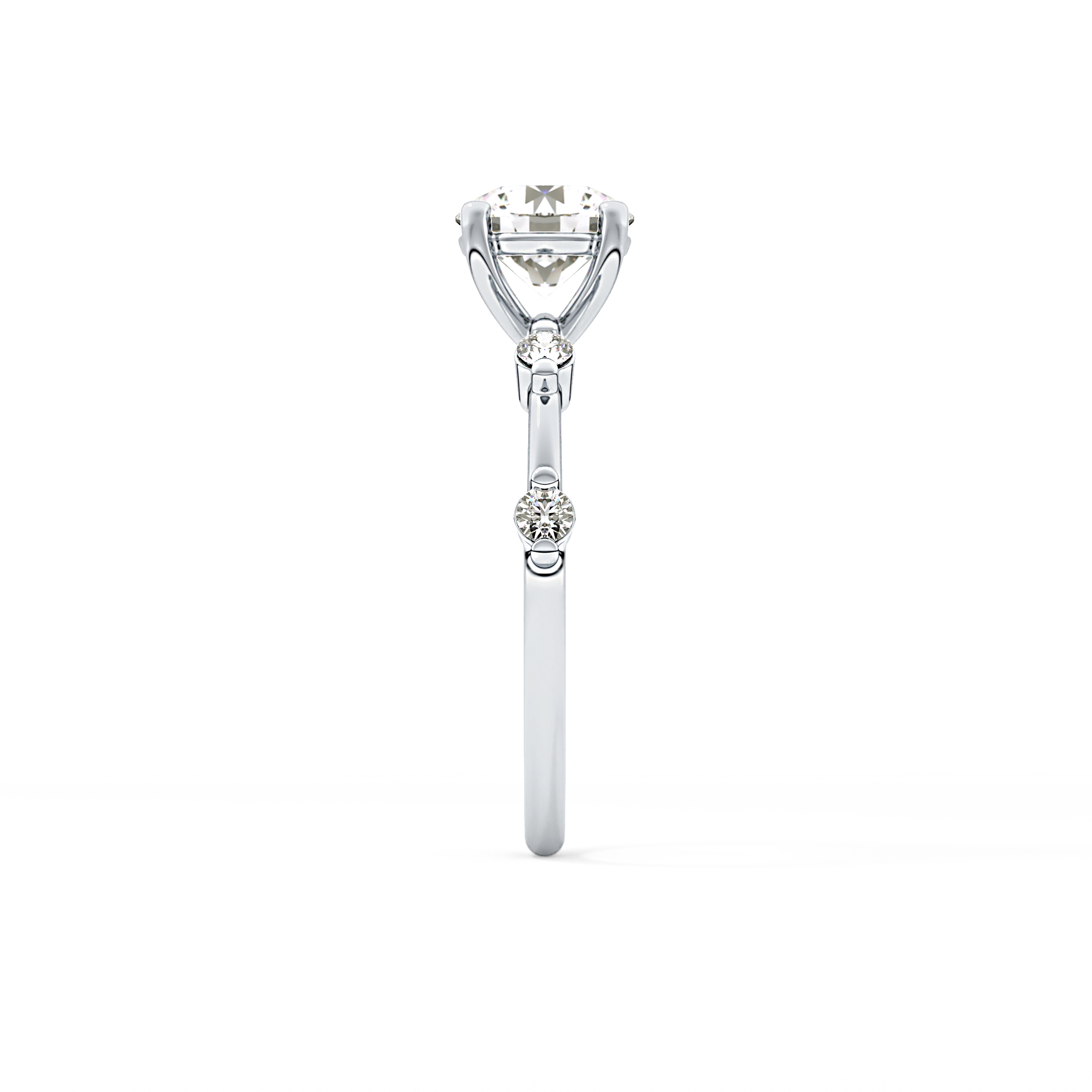 Round Dainty Pave Lab Grown Diamond Engagement Ring