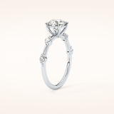 1.03 CT Round Shaped Dainty Pave Moissanite Engagement Ring