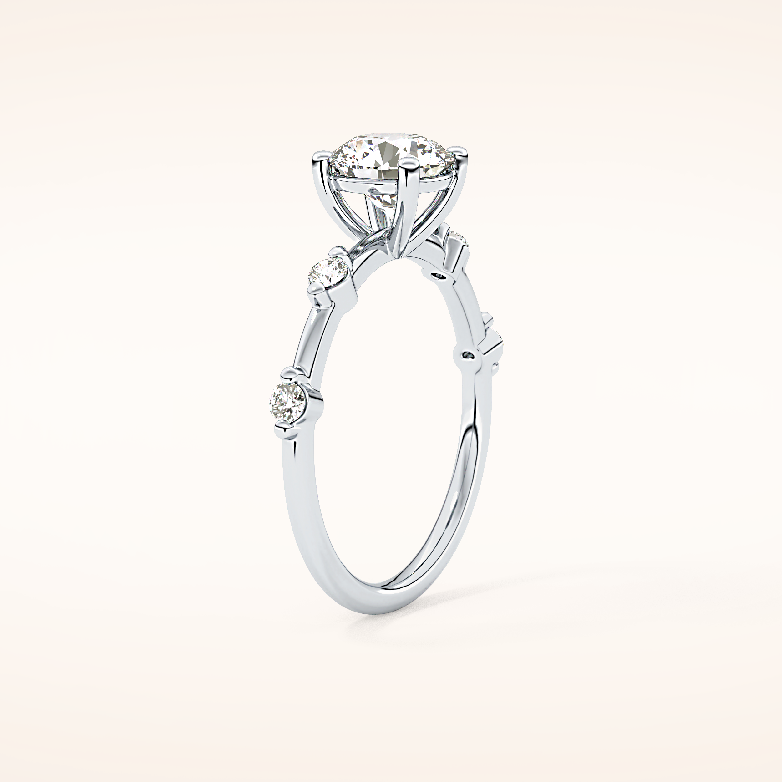 1.03 CT Round Shaped Dainty Pave Moissanite Engagement Ring