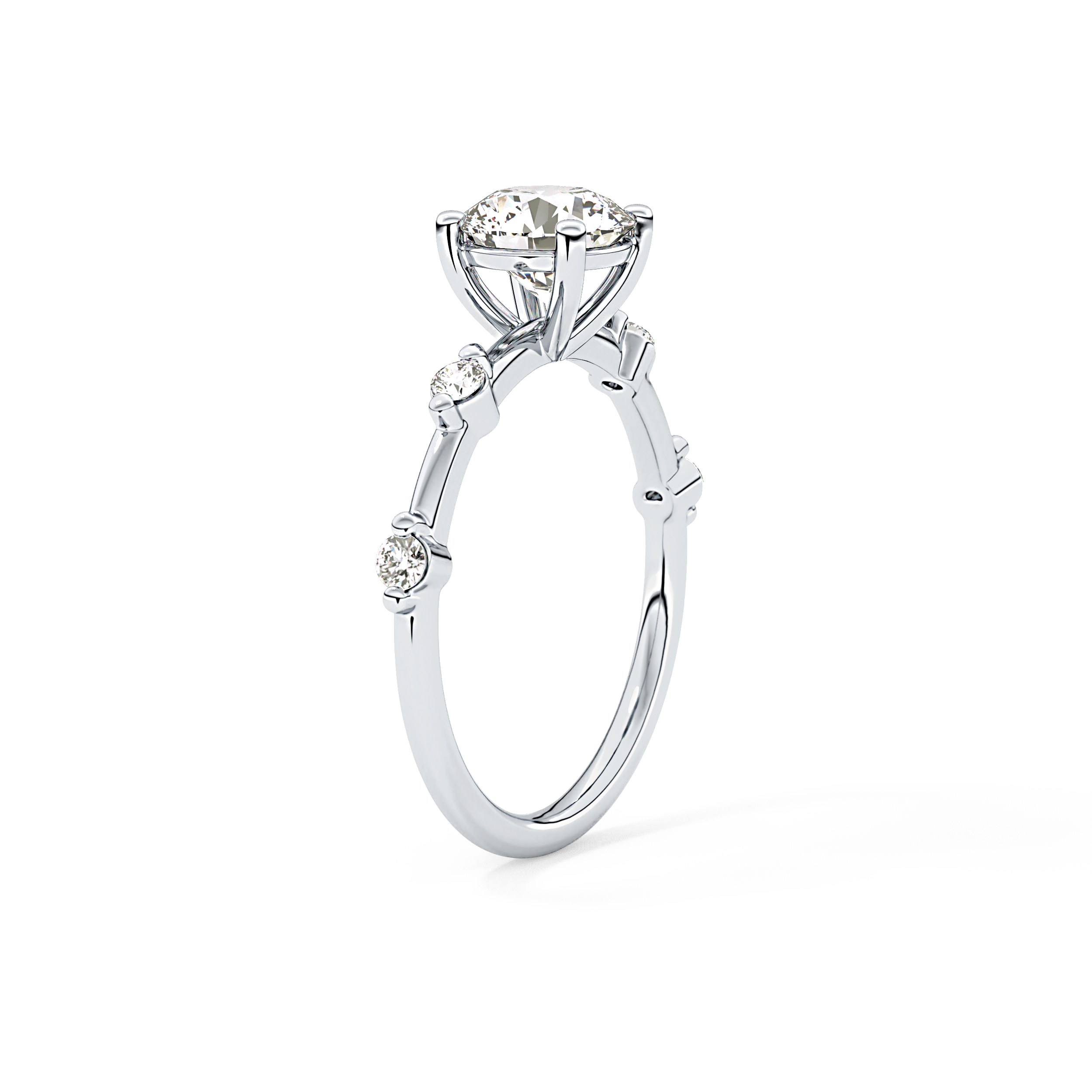 Round Dainty Pave Lab Grown Diamond Engagement Ring