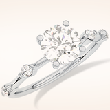 1.03 CT Round Shaped Dainty Pave Moissanite Engagement Ring