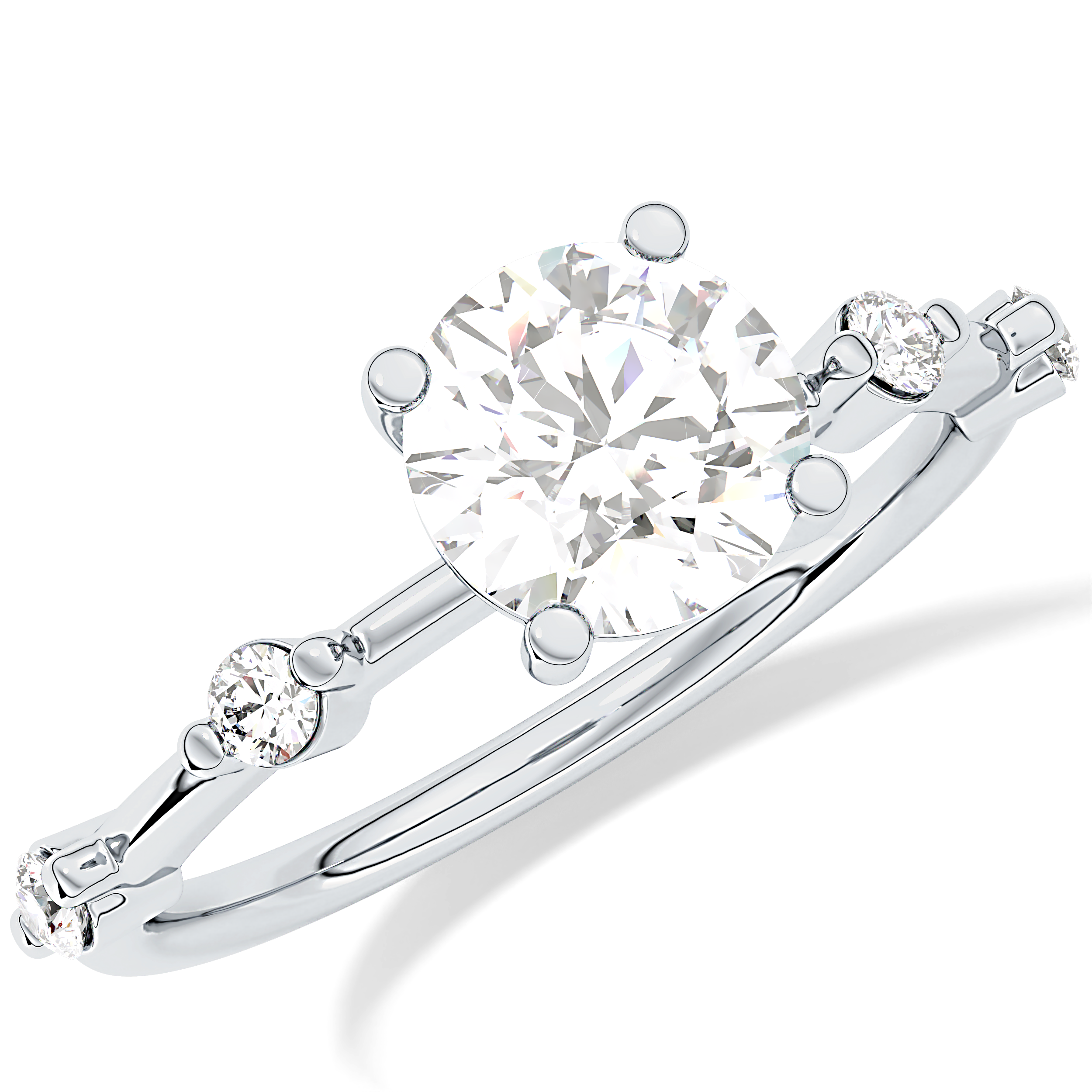 Round Dainty Pave Lab Grown Diamond Engagement Ring