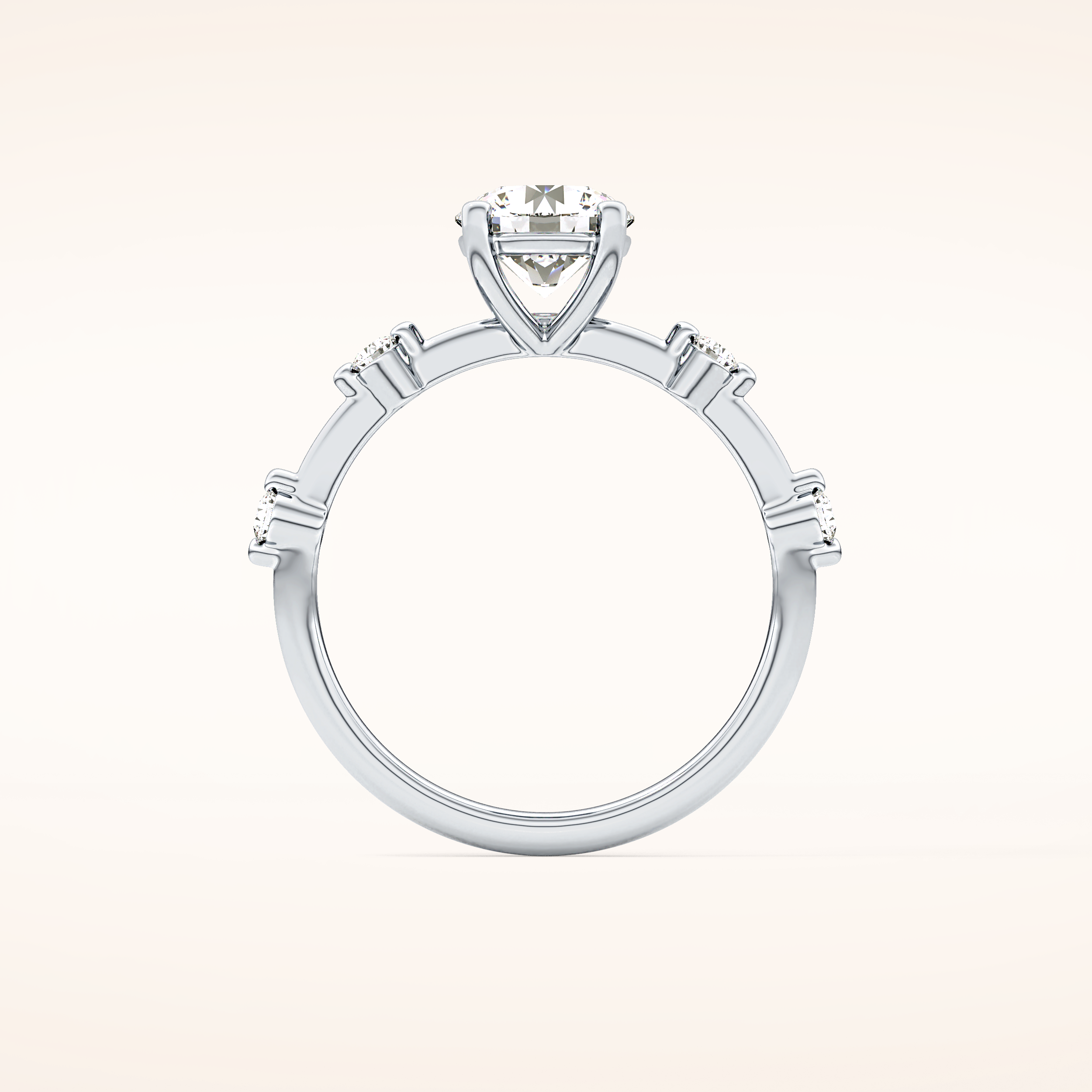 1.03 CT Round Shaped Dainty Pave Moissanite Engagement Ring