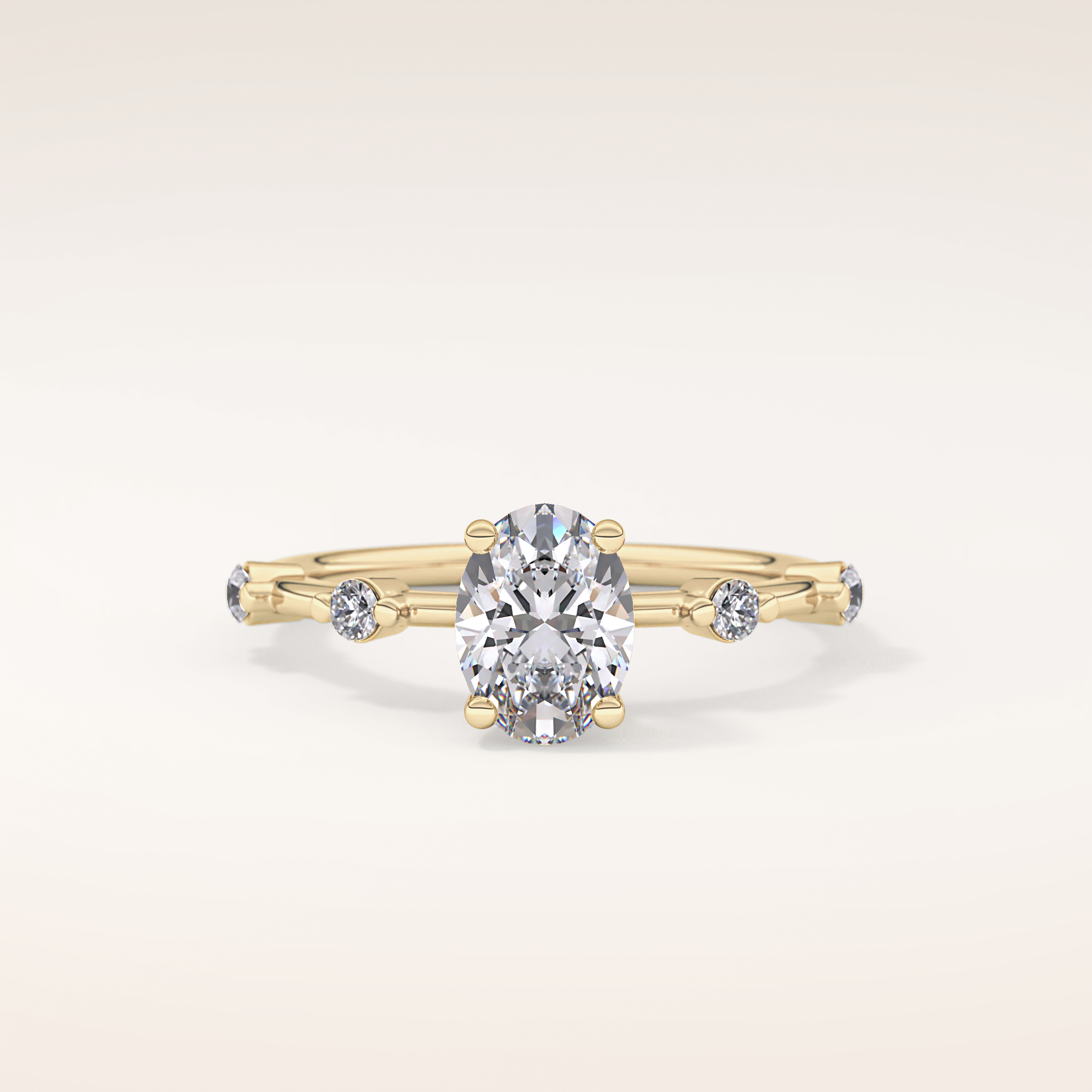 1 CT Oval Shaped Dainty Pave Moissanite Engagement Ring