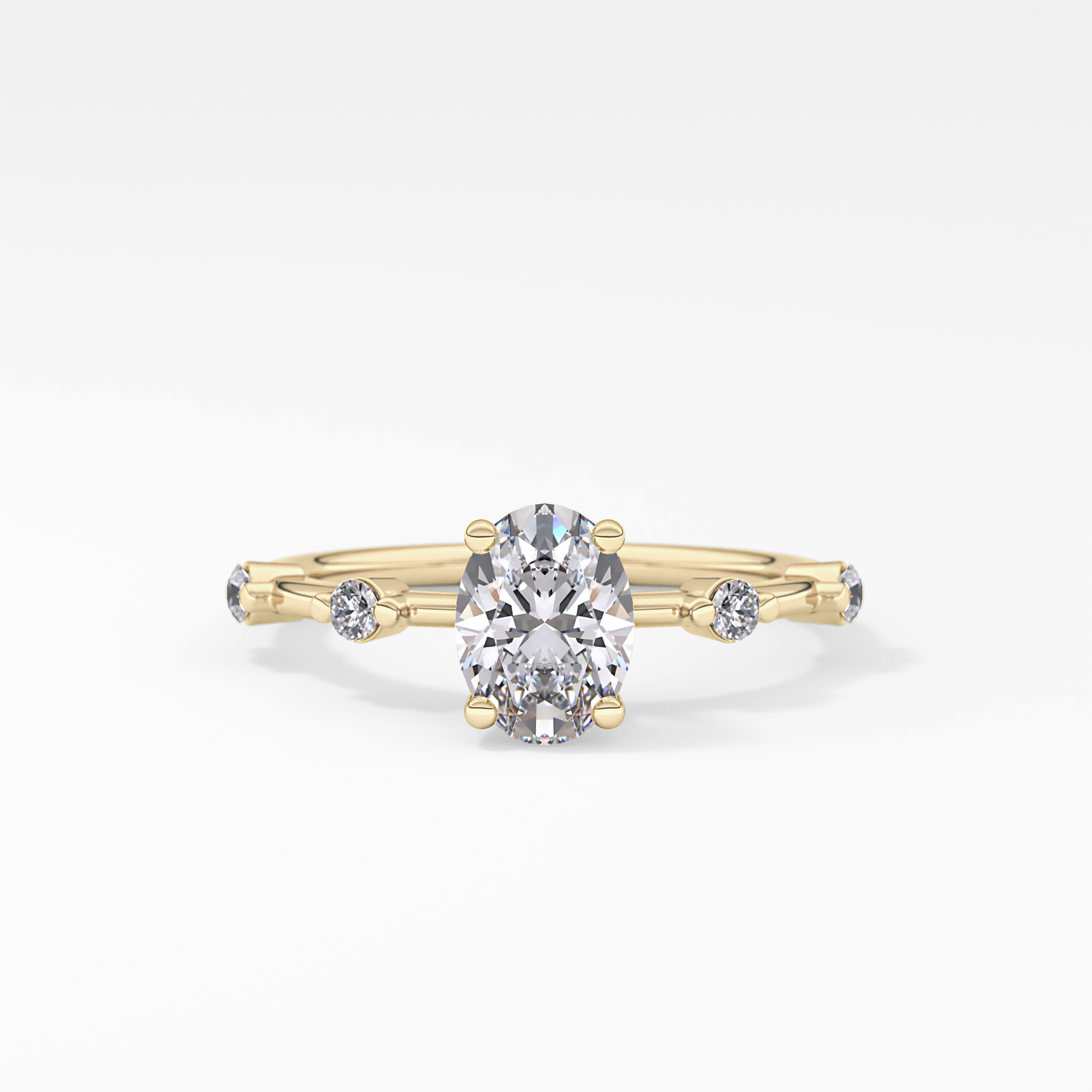 Oval Dainty Pave Lab Grown Diamond Engagement Ring