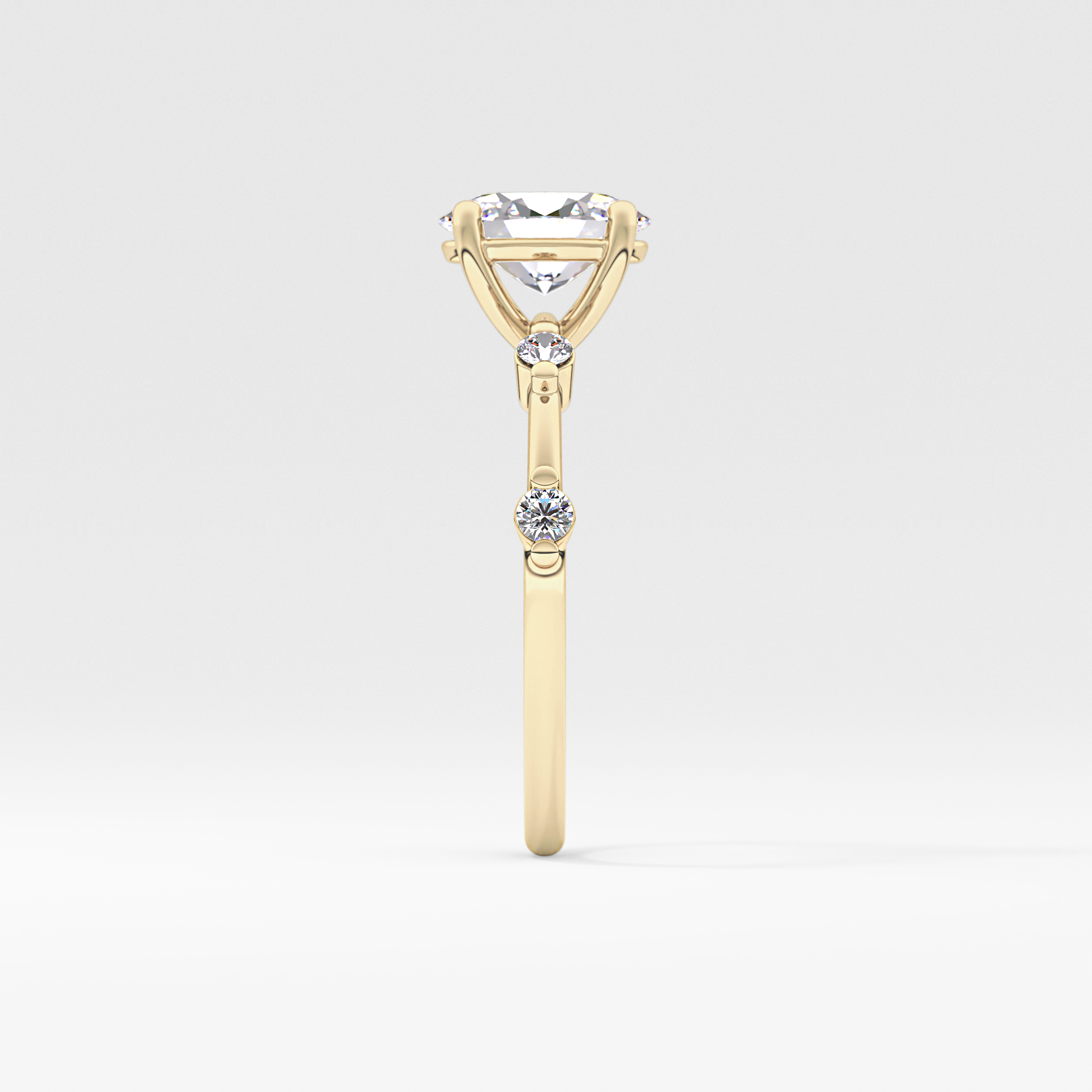 Oval Dainty Pave Lab Grown Diamond Engagement Ring