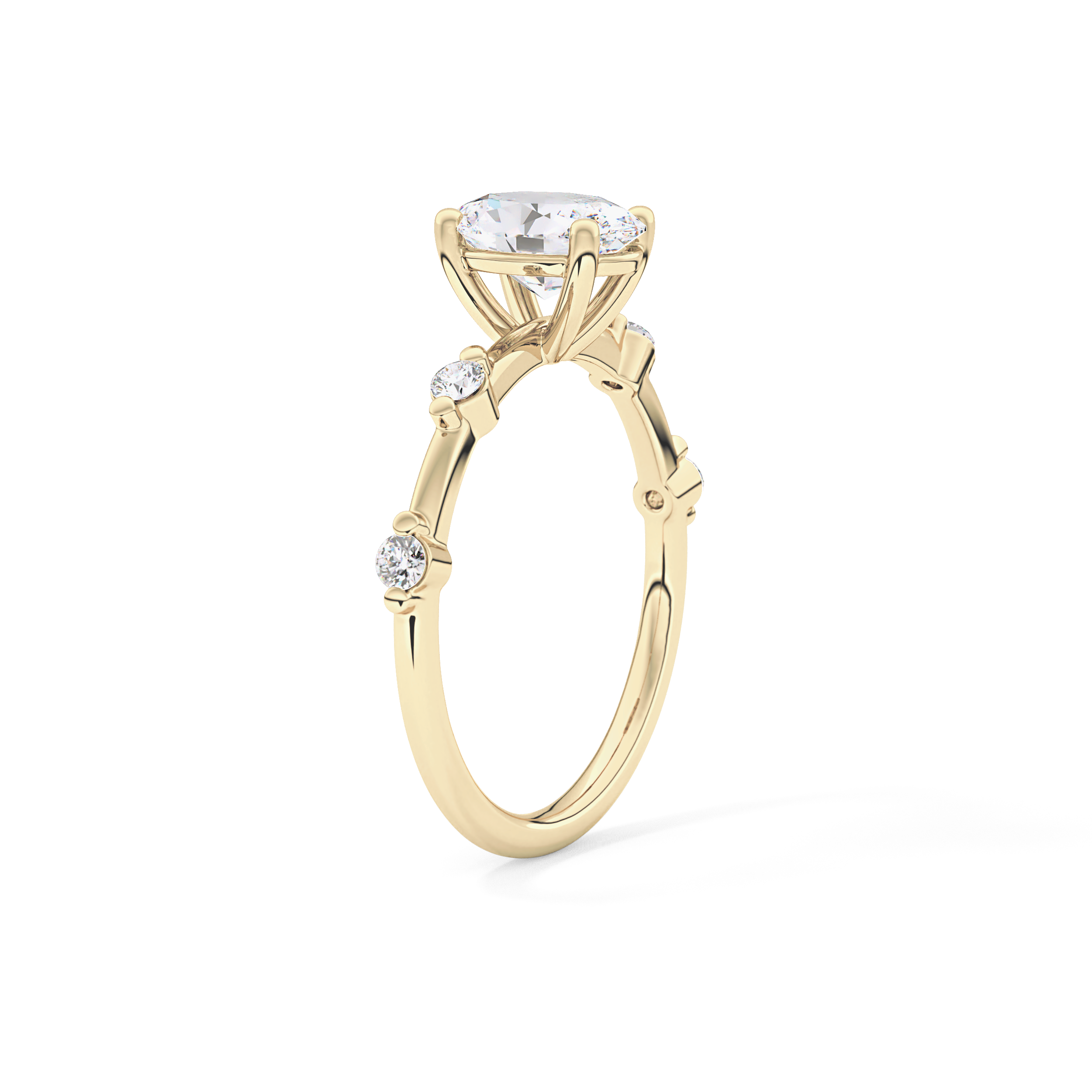 Oval Dainty Pave Lab Grown Diamond Engagement Ring