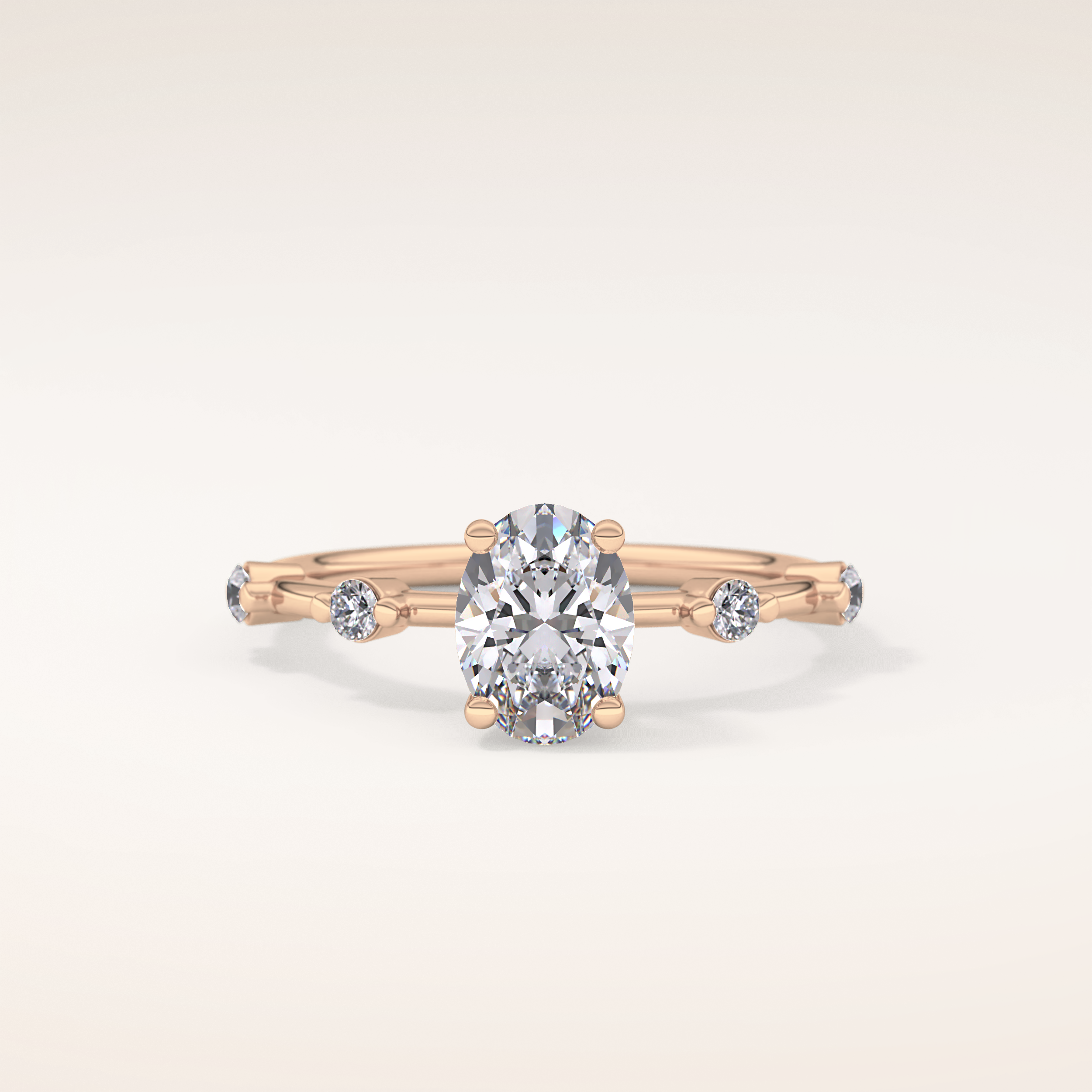 1 CT Oval Shaped Dainty Pave Moissanite Engagement Ring