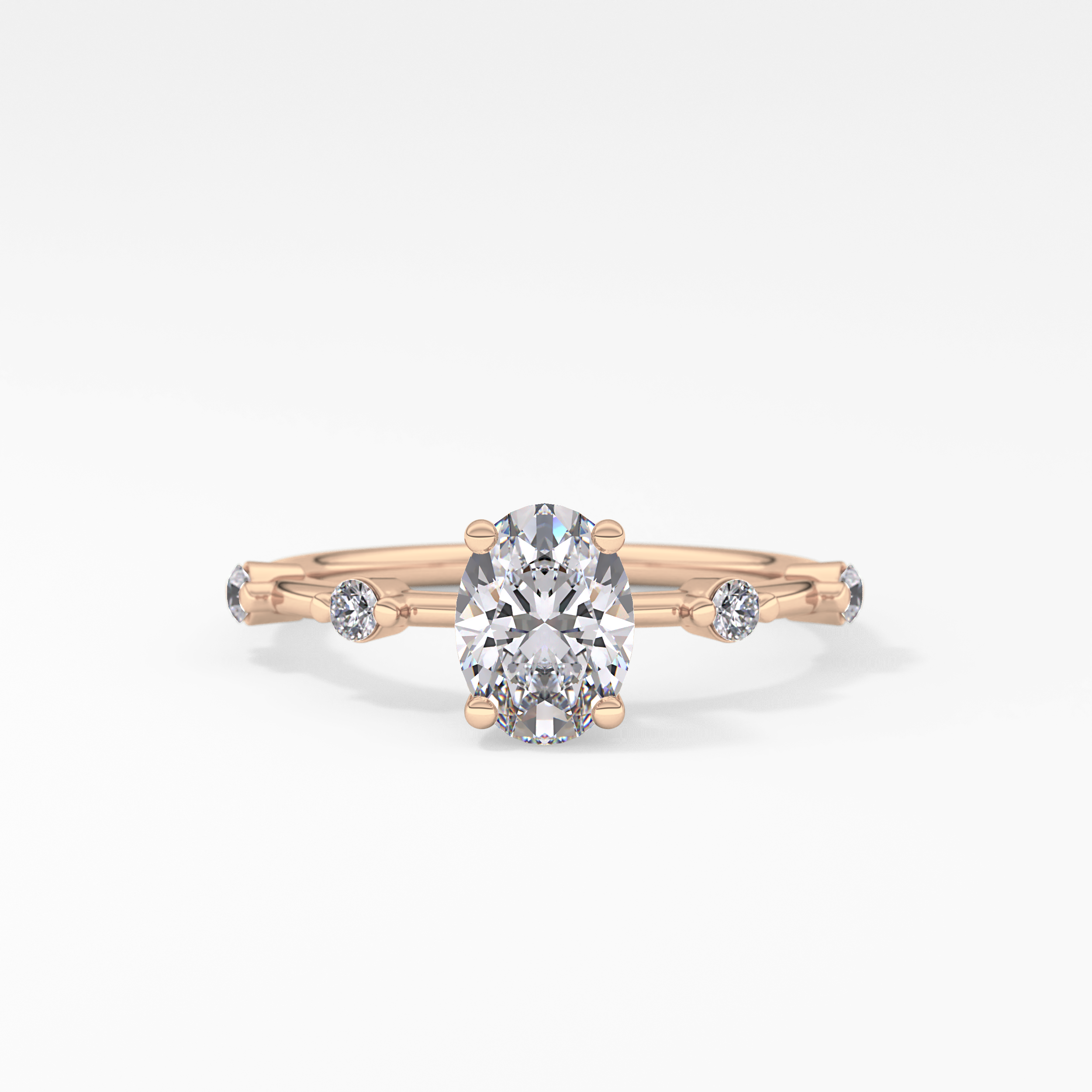 Oval Dainty Pave Lab Grown Diamond Engagement Ring