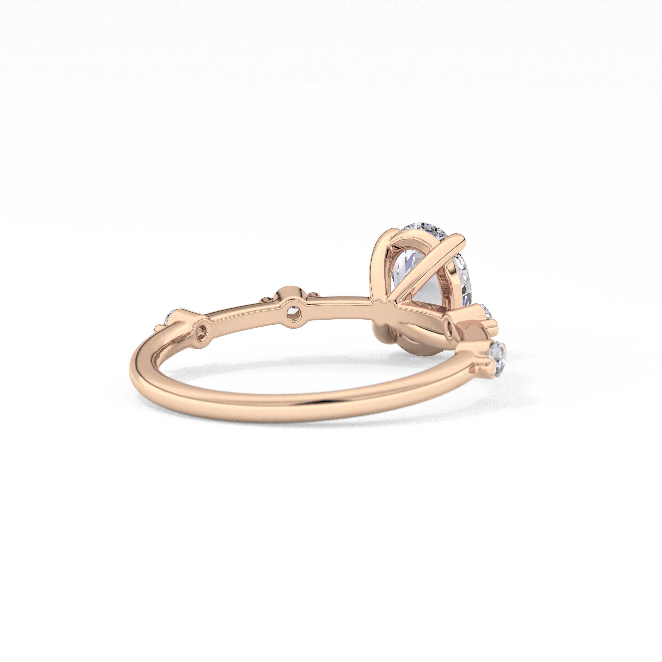 Oval Dainty Pave Lab Grown Diamond Engagement Ring