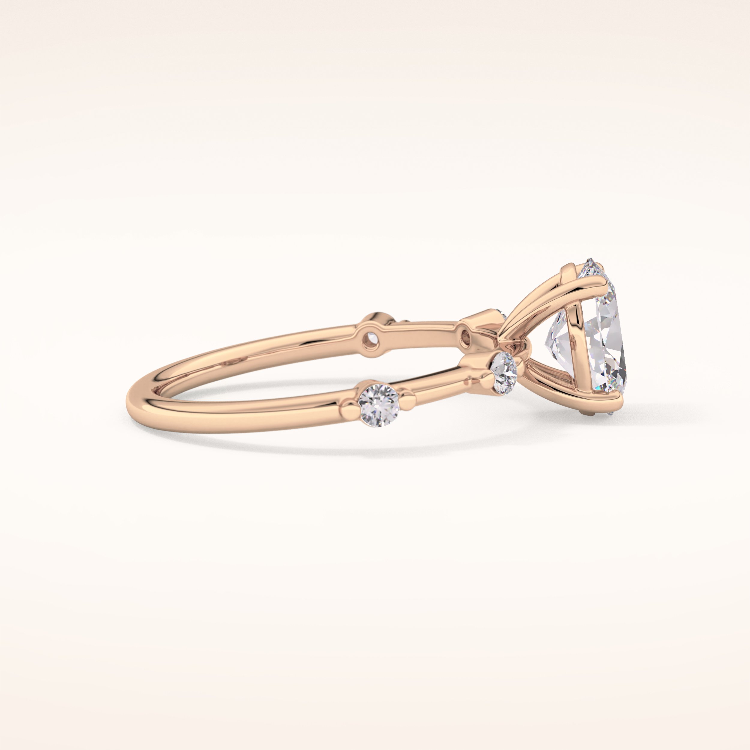 1 CT Oval Shaped Dainty Pave Moissanite Engagement Ring