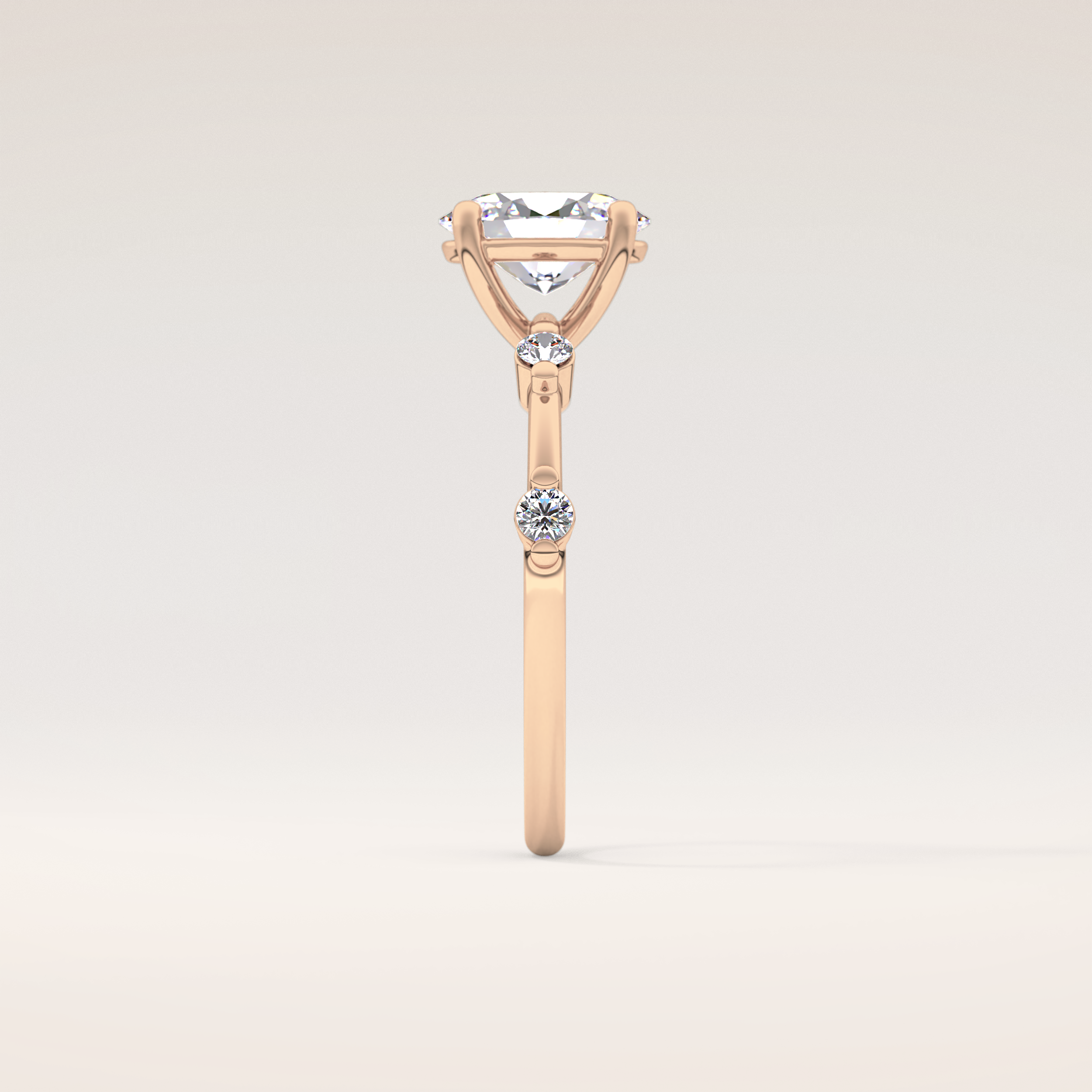 1 CT Oval Shaped Dainty Pave Moissanite Engagement Ring