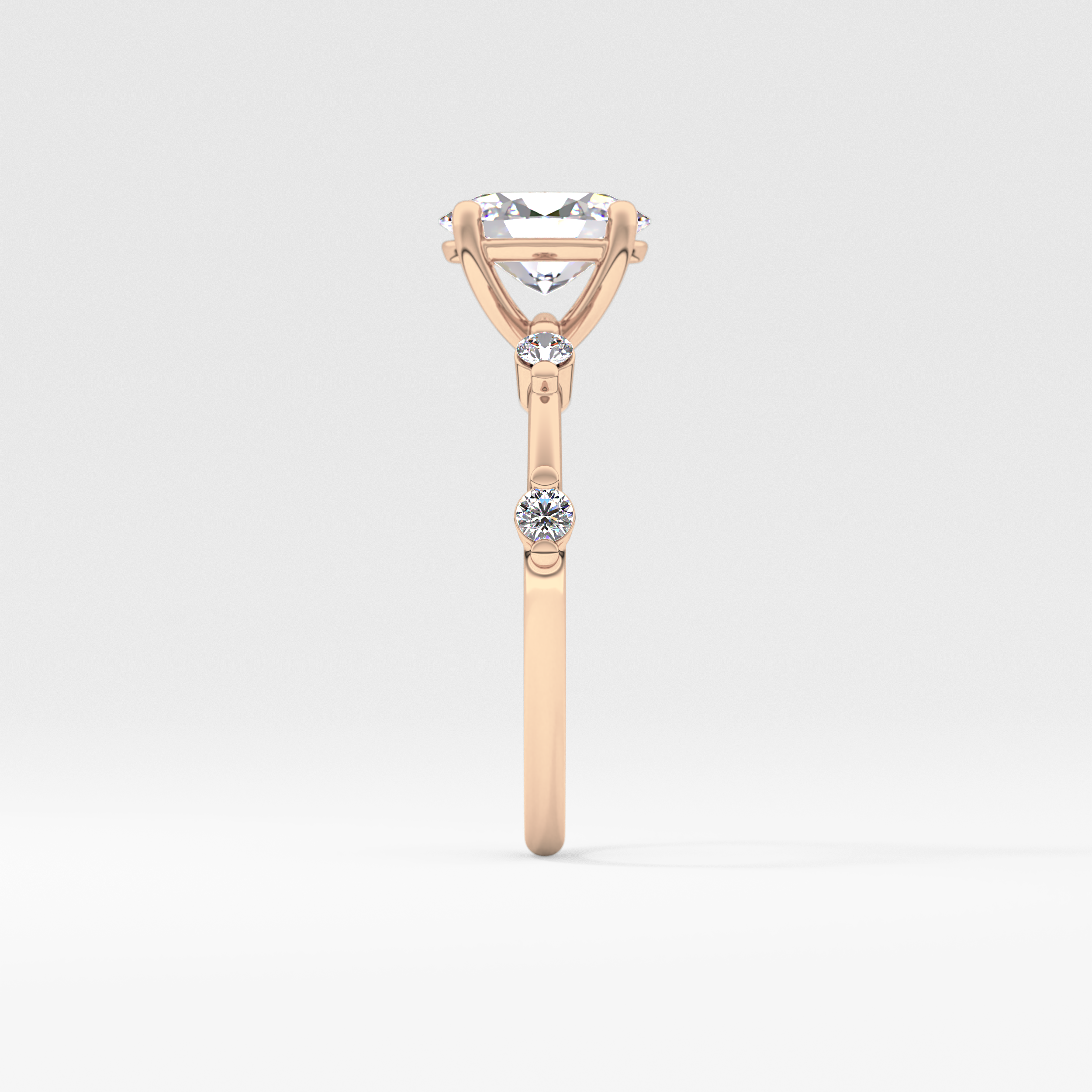 Oval Dainty Pave Lab Grown Diamond Engagement Ring