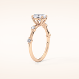 1 CT Oval Shaped Dainty Pave Moissanite Engagement Ring