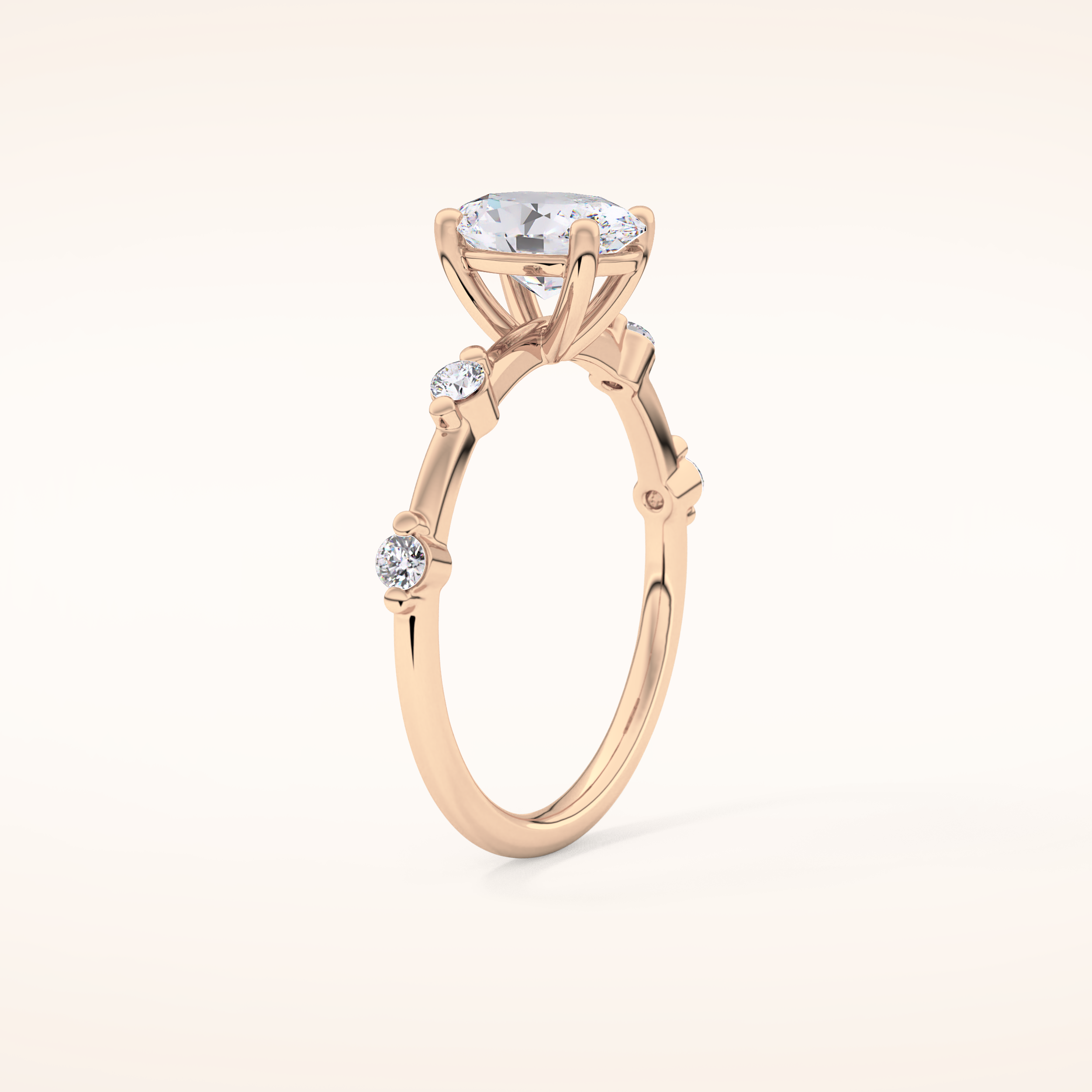 1 CT Oval Shaped Dainty Pave Moissanite Engagement Ring