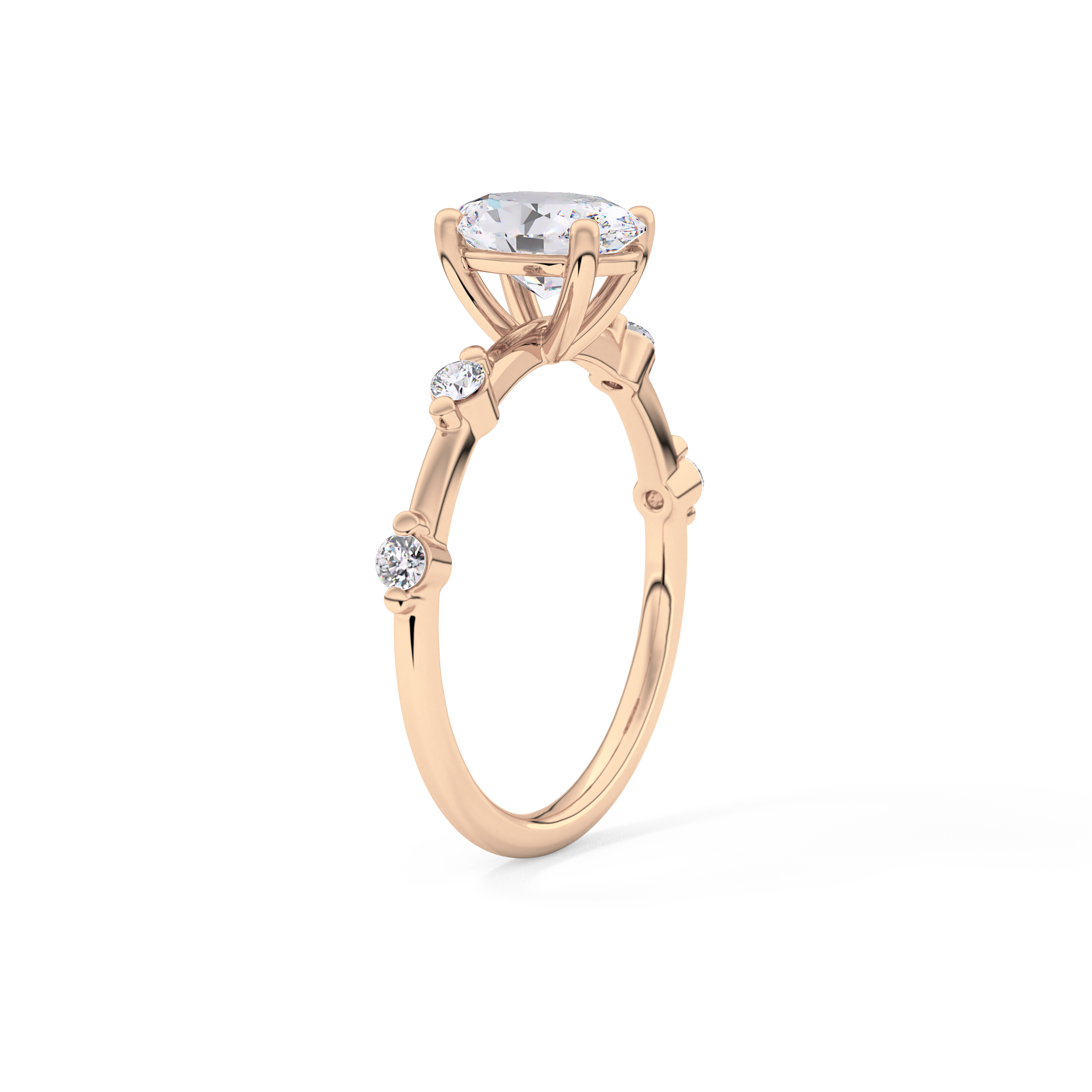Oval Dainty Pave Lab Grown Diamond Engagement Ring