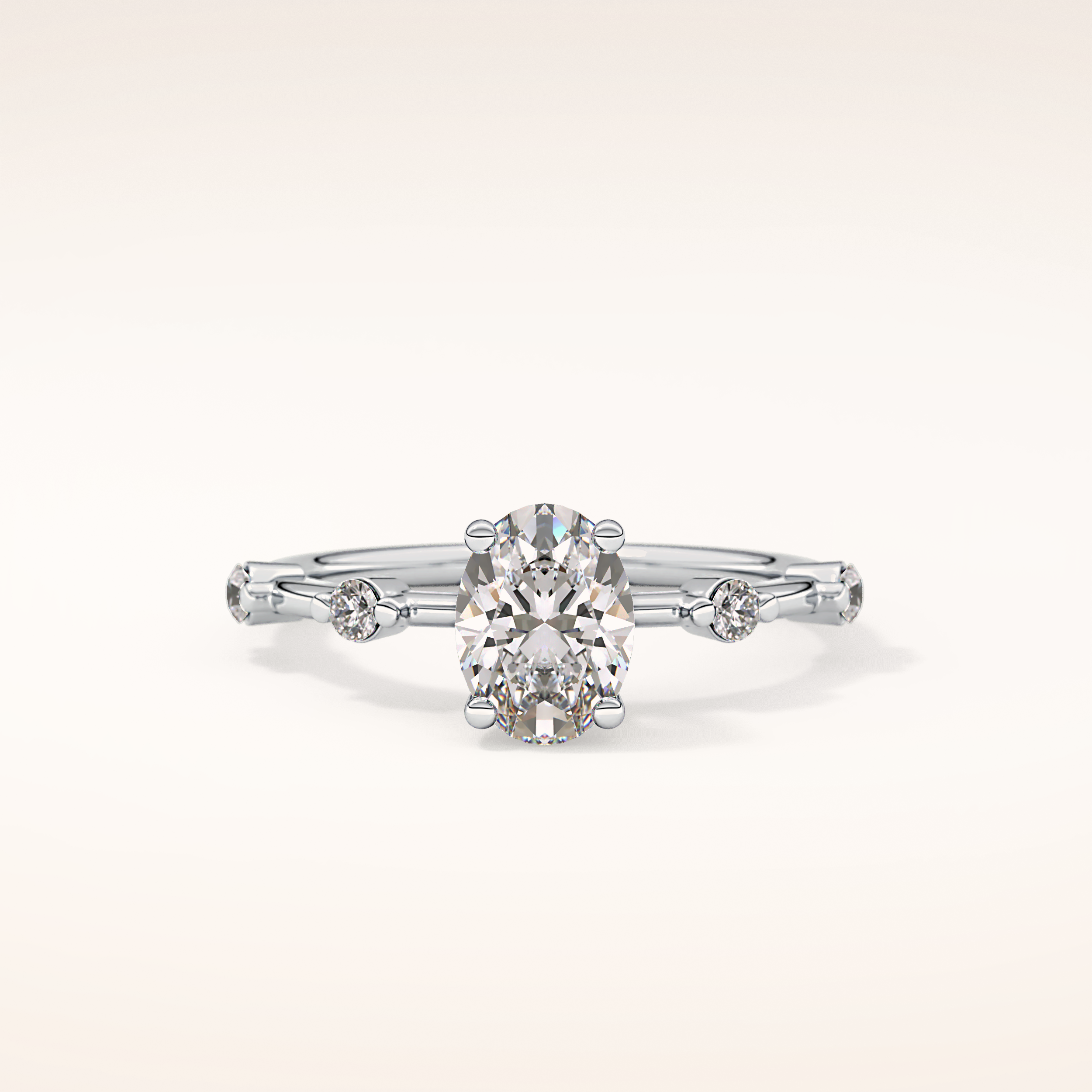 1 CT Oval Shaped Dainty Pave Moissanite Engagement Ring