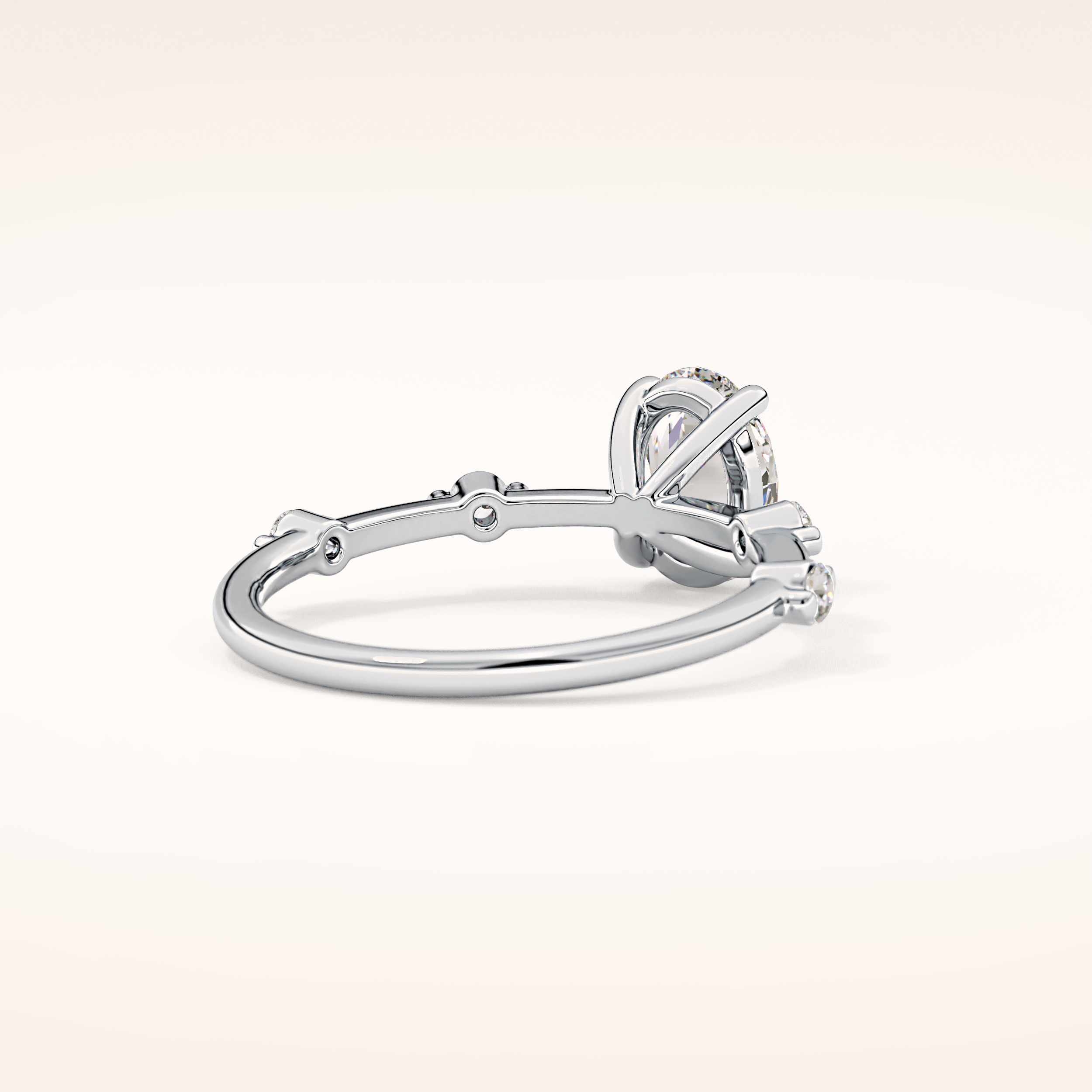 1 CT Oval Shaped Dainty Pave Moissanite Engagement Ring
