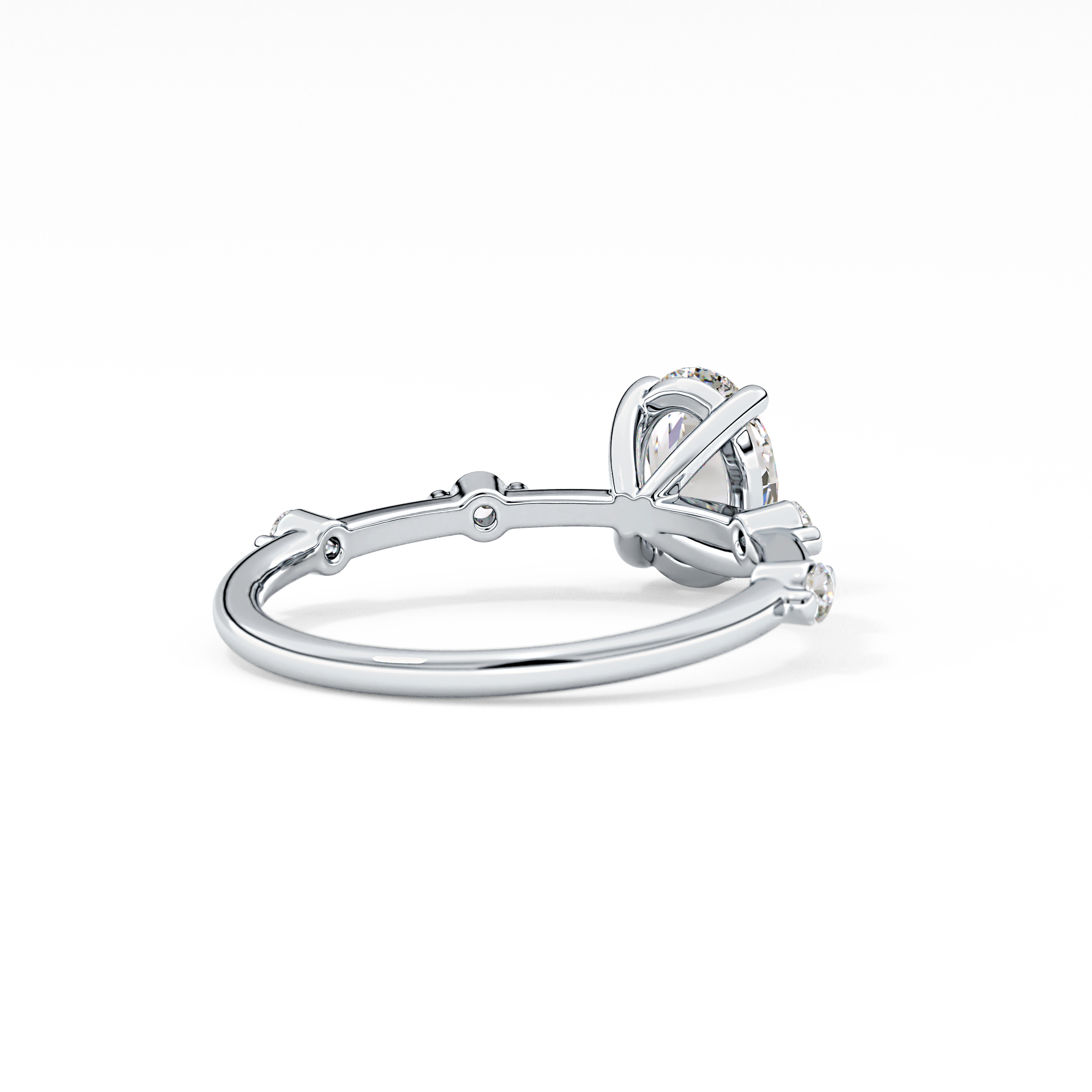 Oval Dainty Pave Lab Grown Diamond Engagement Ring