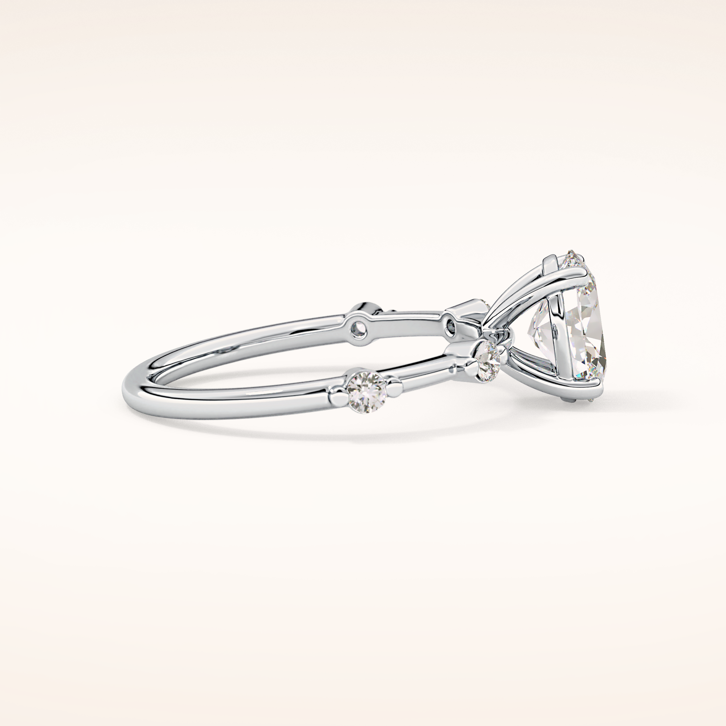 1 CT Oval Shaped Dainty Pave Moissanite Engagement Ring