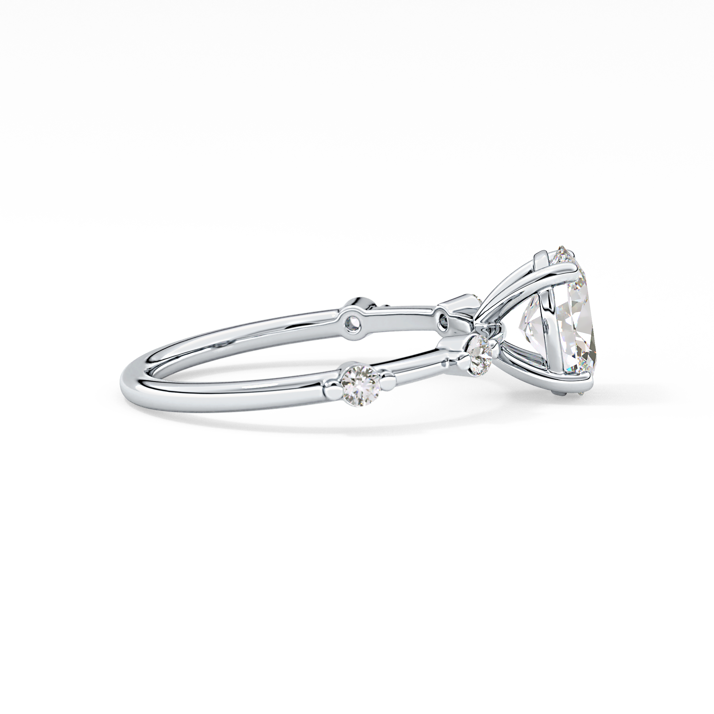 Oval Dainty Pave Lab Grown Diamond Engagement Ring
