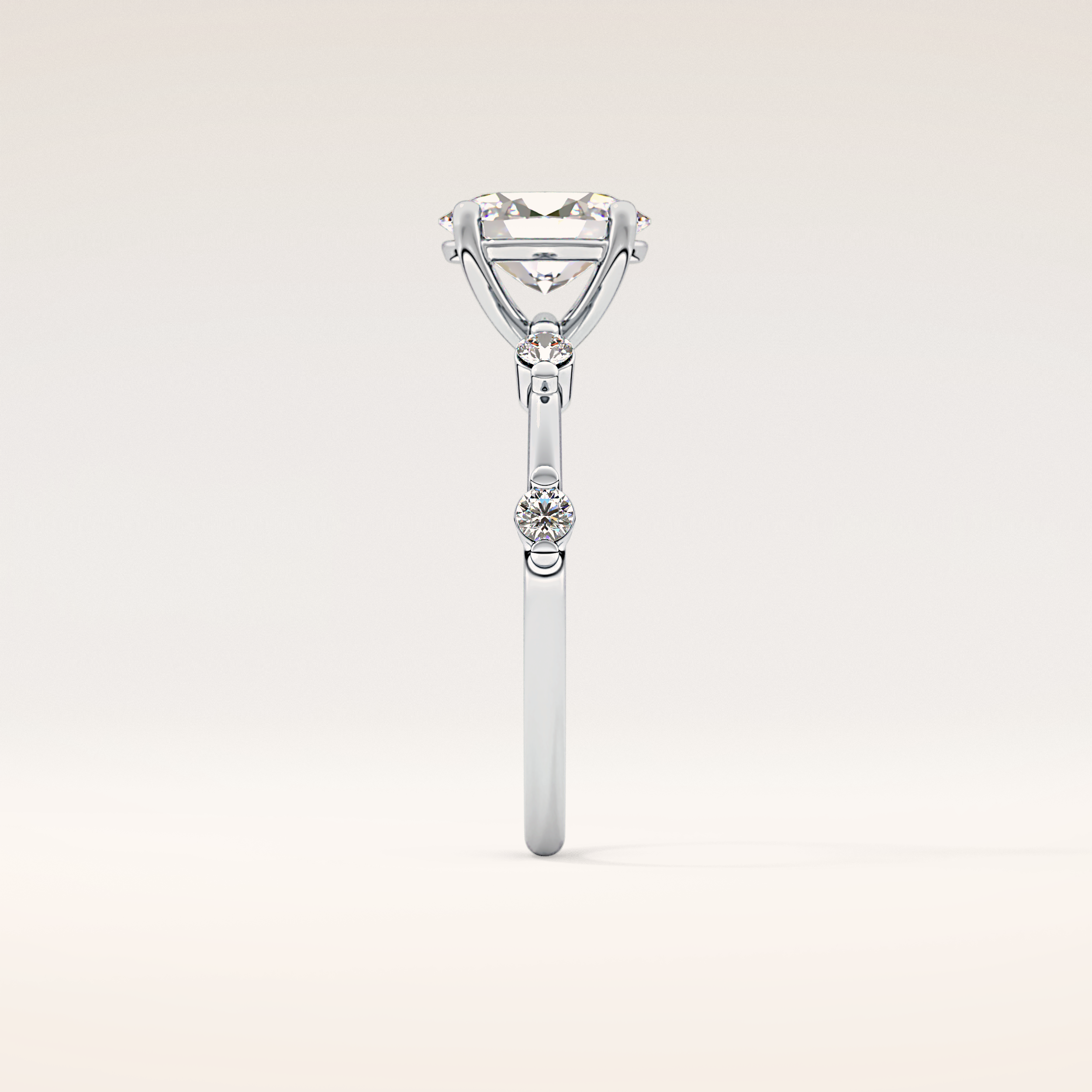 1 CT Oval Shaped Dainty Pave Moissanite Engagement Ring