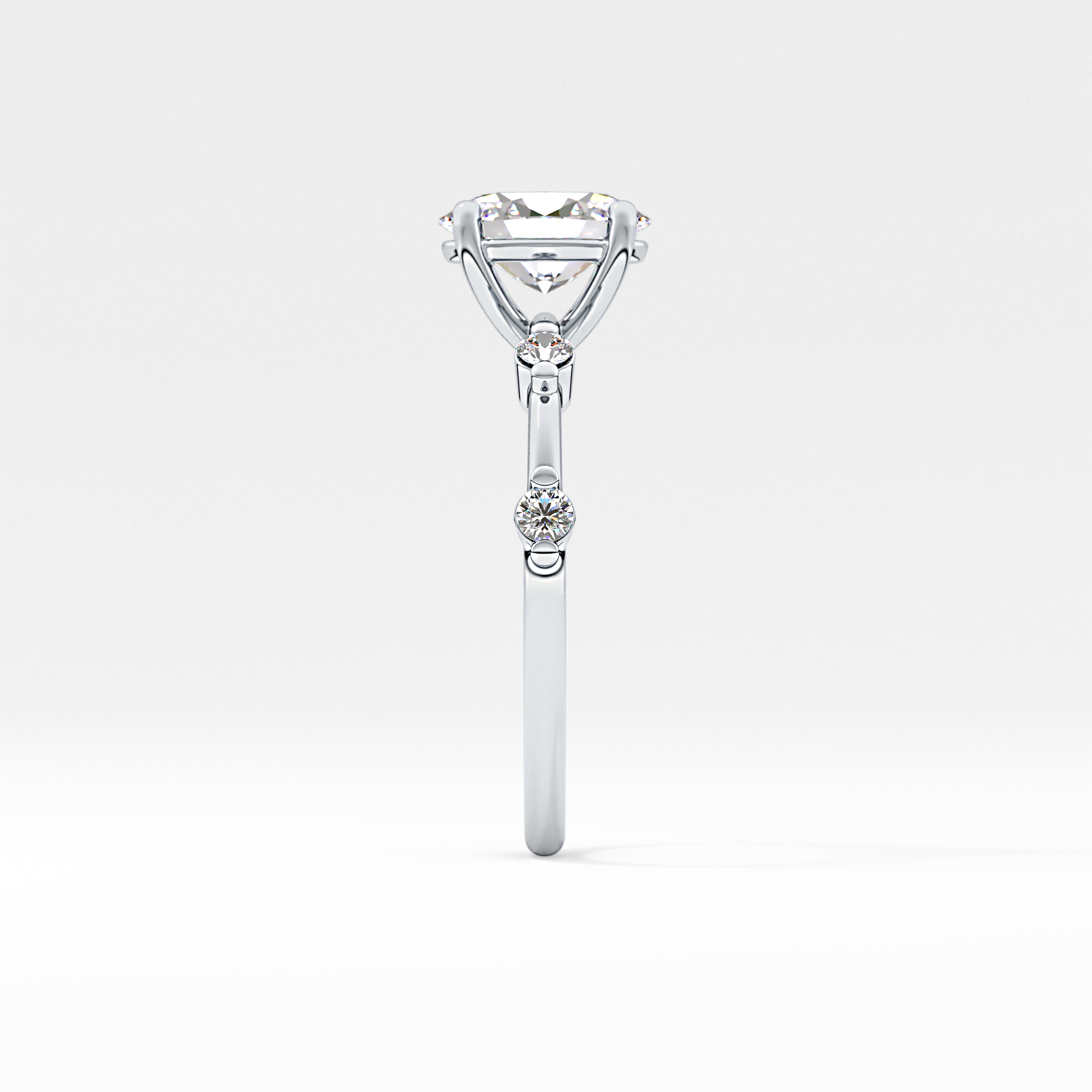 Oval Dainty Pave Lab Grown Diamond Engagement Ring