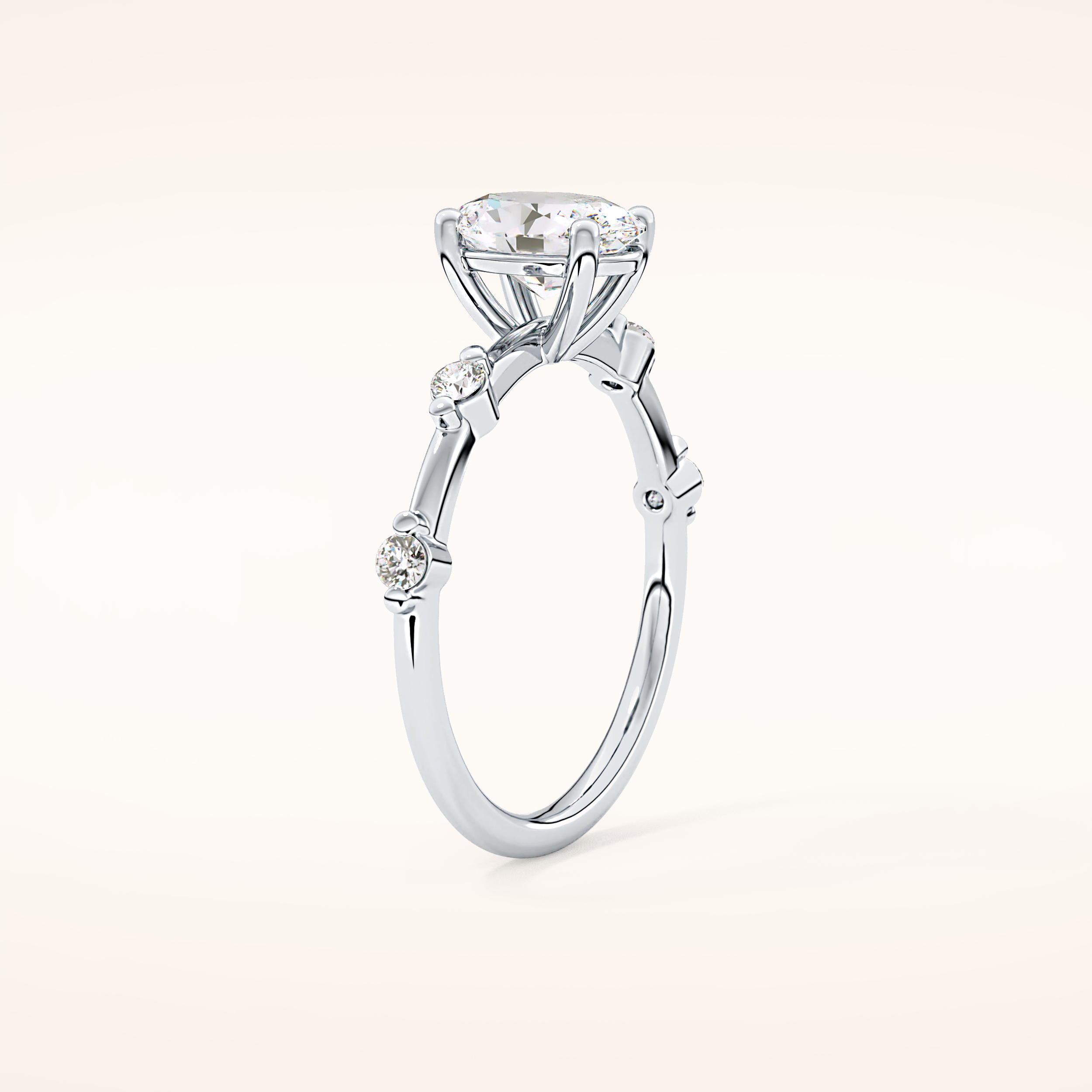 1 CT Oval Shaped Dainty Pave Moissanite Engagement Ring