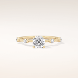 1.04 CT Cushion Shaped Dainty Pave Moissanite Engagement Ring