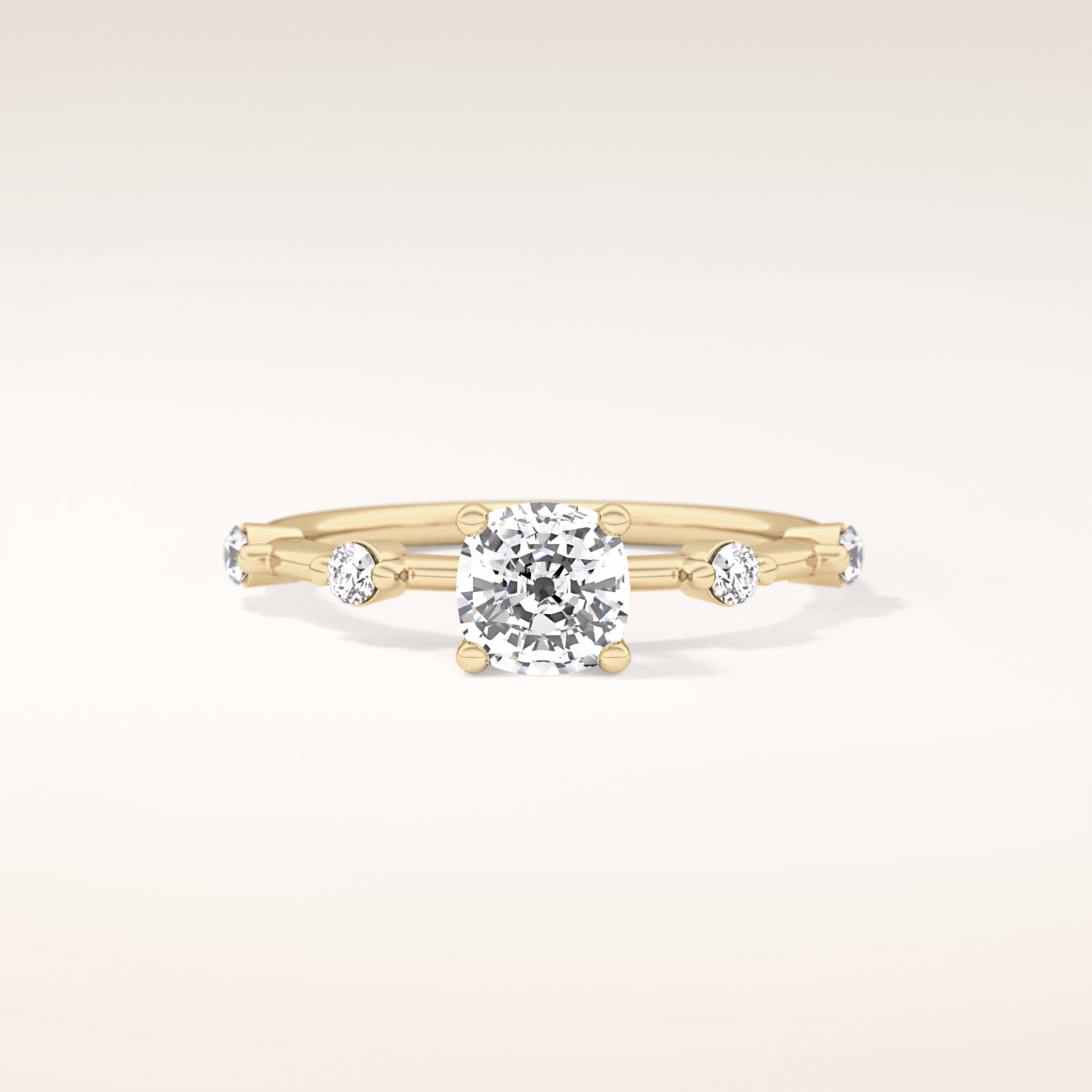 1.04 CT Cushion Shaped Dainty Pave Moissanite Engagement Ring