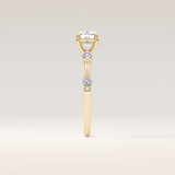 1.04 CT Cushion Shaped Dainty Pave Moissanite Engagement Ring