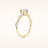 1.04 CT Cushion Shaped Dainty Pave Moissanite Engagement Ring