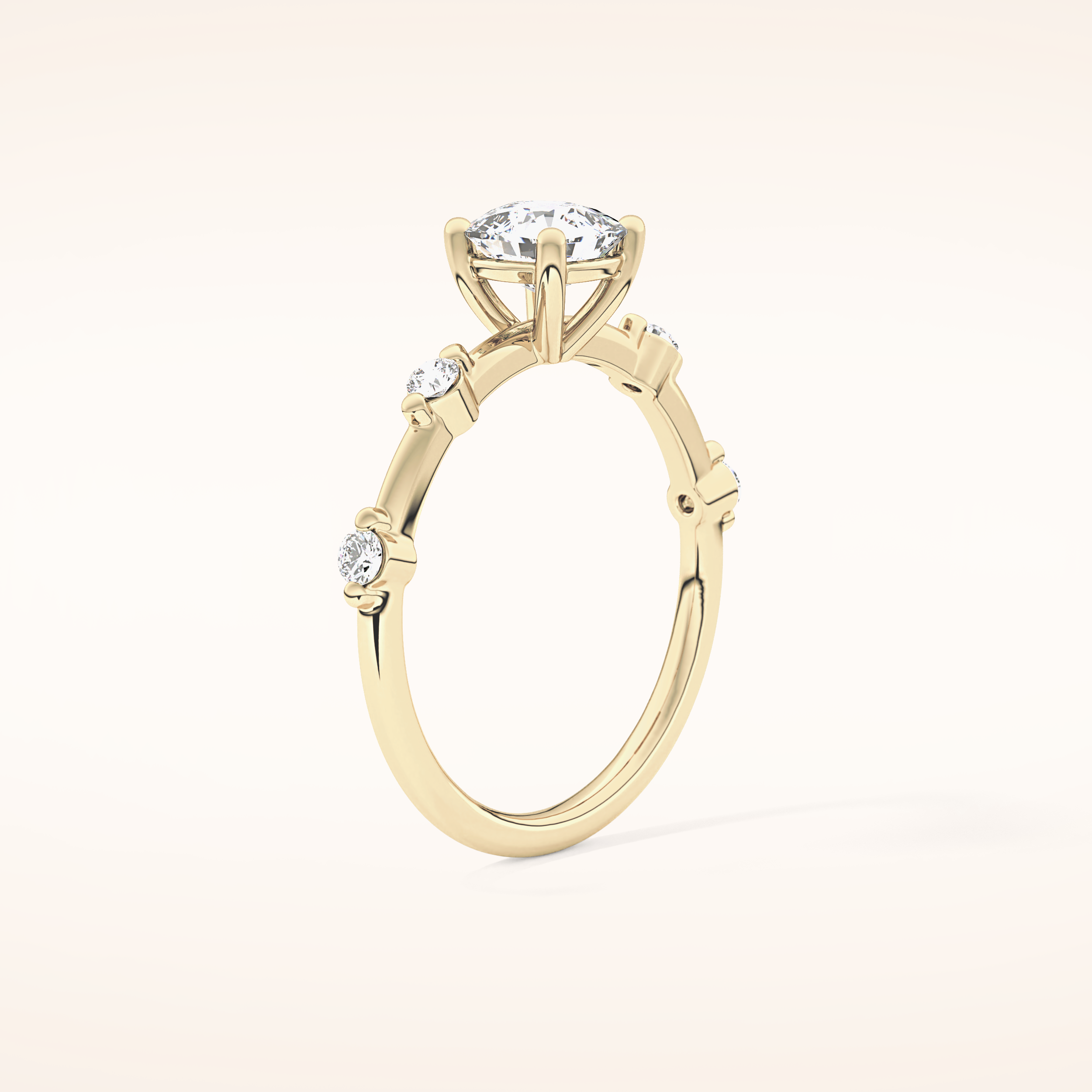 1.04 CT Cushion Shaped Dainty Pave Moissanite Engagement Ring