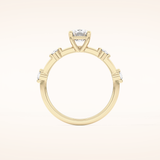 1.04 CT Cushion Shaped Dainty Pave Moissanite Engagement Ring