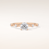 1.04 CT Cushion Shaped Dainty Pave Moissanite Engagement Ring