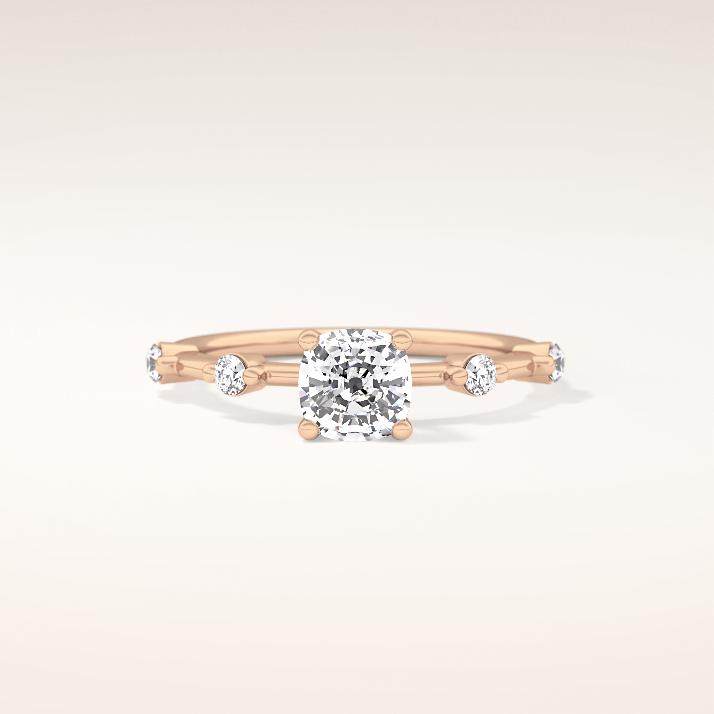 1.04 CT Cushion Shaped Dainty Pave Moissanite Engagement Ring