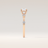 1.04 CT Cushion Shaped Dainty Pave Moissanite Engagement Ring